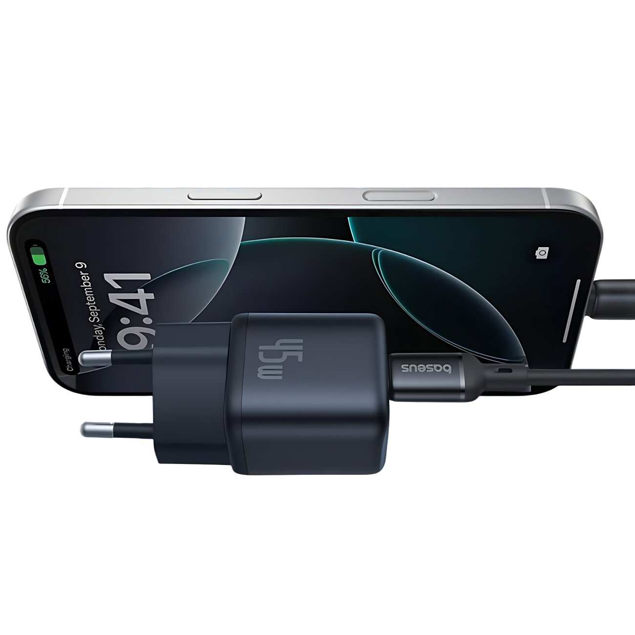 شارژر دیواری فست شارژ تایپ سی 45 وات بیسوس CCGAN45CE