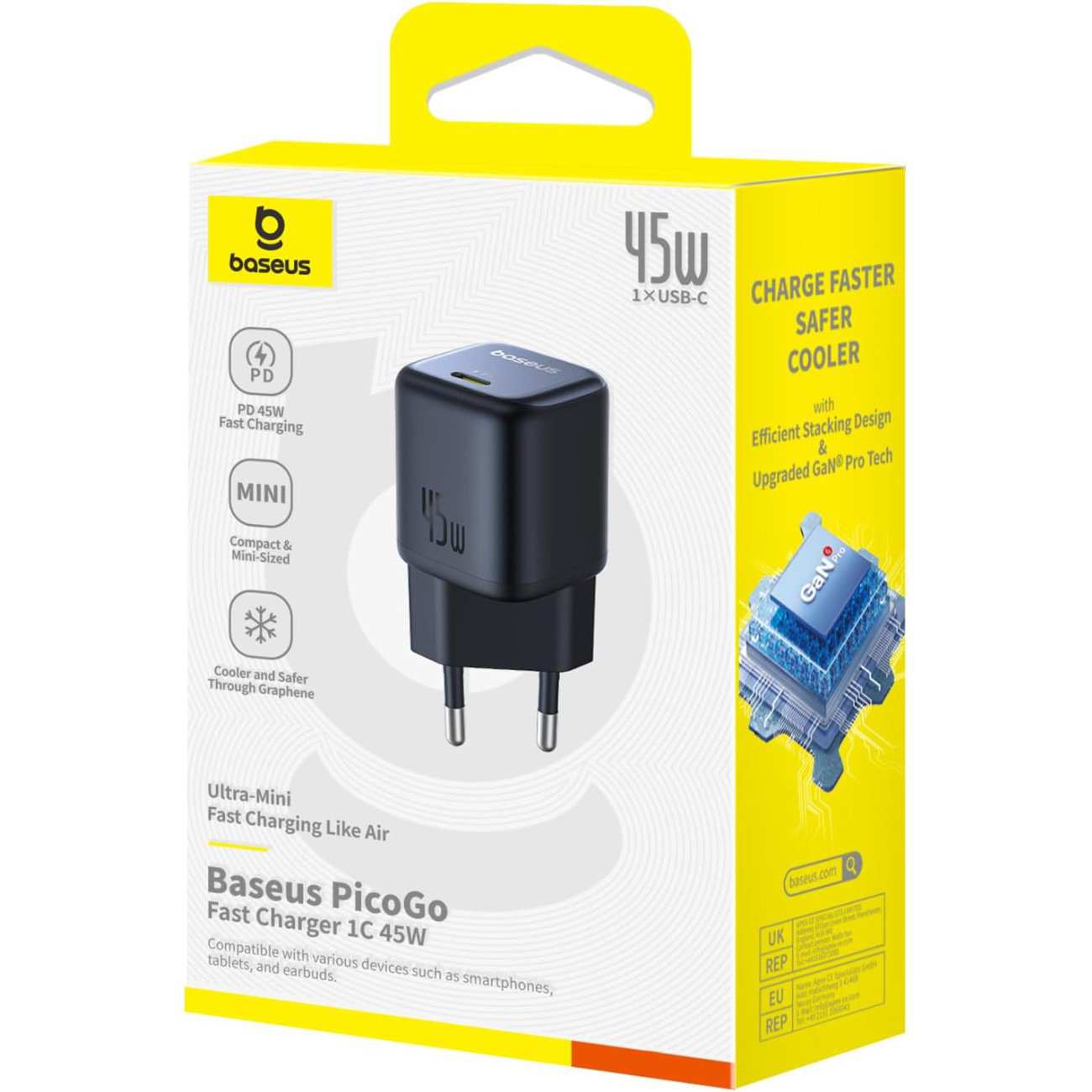 شارژر دیواری فست شارژ تایپ سی 45 وات بیسوس CCGAN45CE