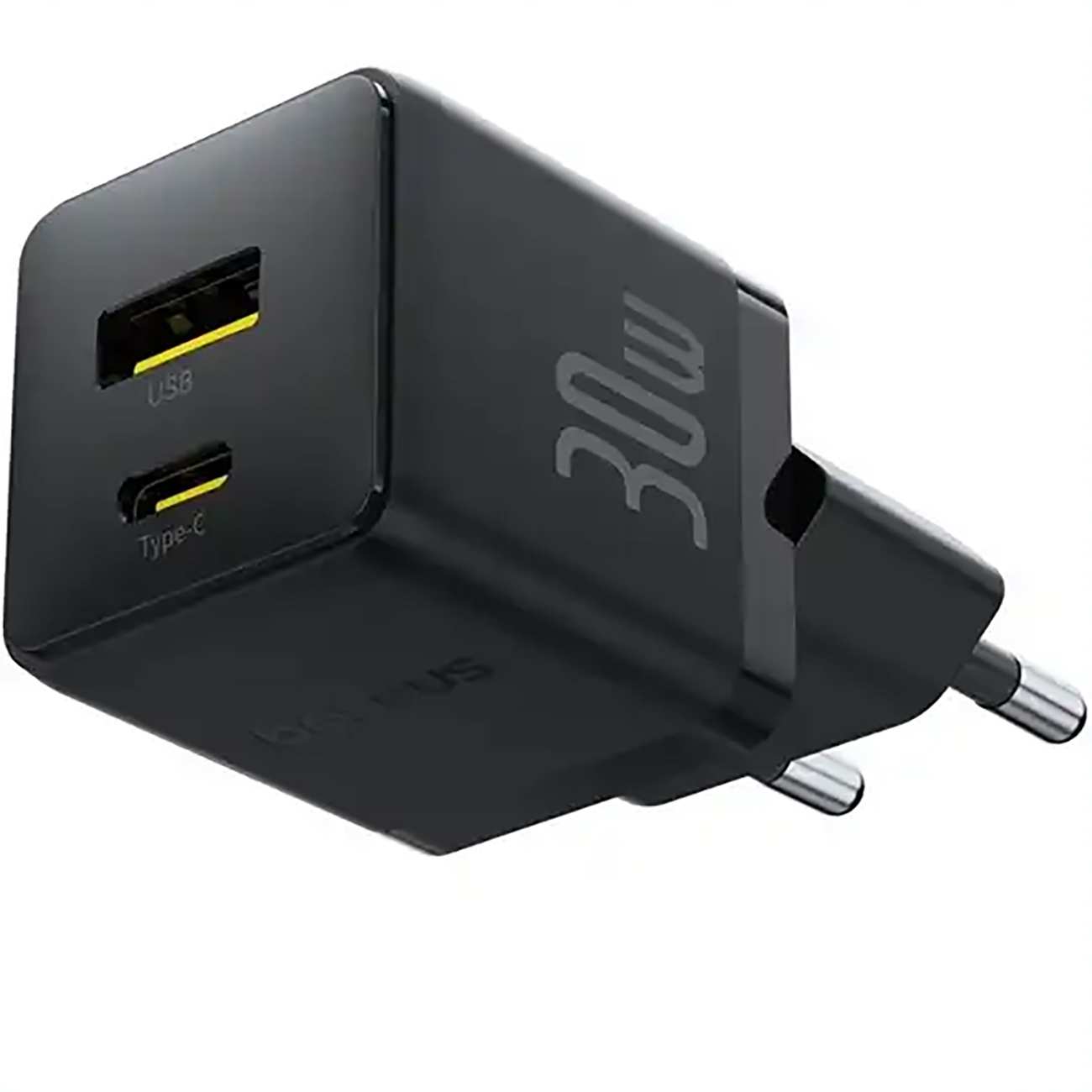 شارژر دیواری فست تایپسی و یو اس بی 30 وات بیسوس با کابل دو سر تایپ سی CCZC30UE
