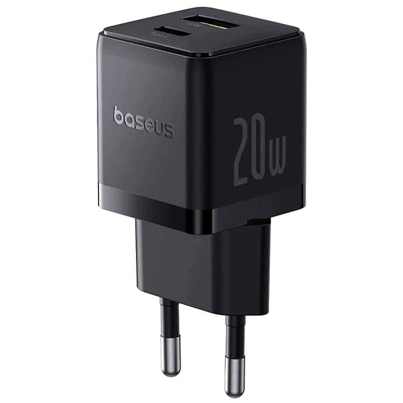 شارژر دیواری 20 وات فست شارژ Type-C و USB بیسوس با کابل دو سر تایپ سی CCZC20UE