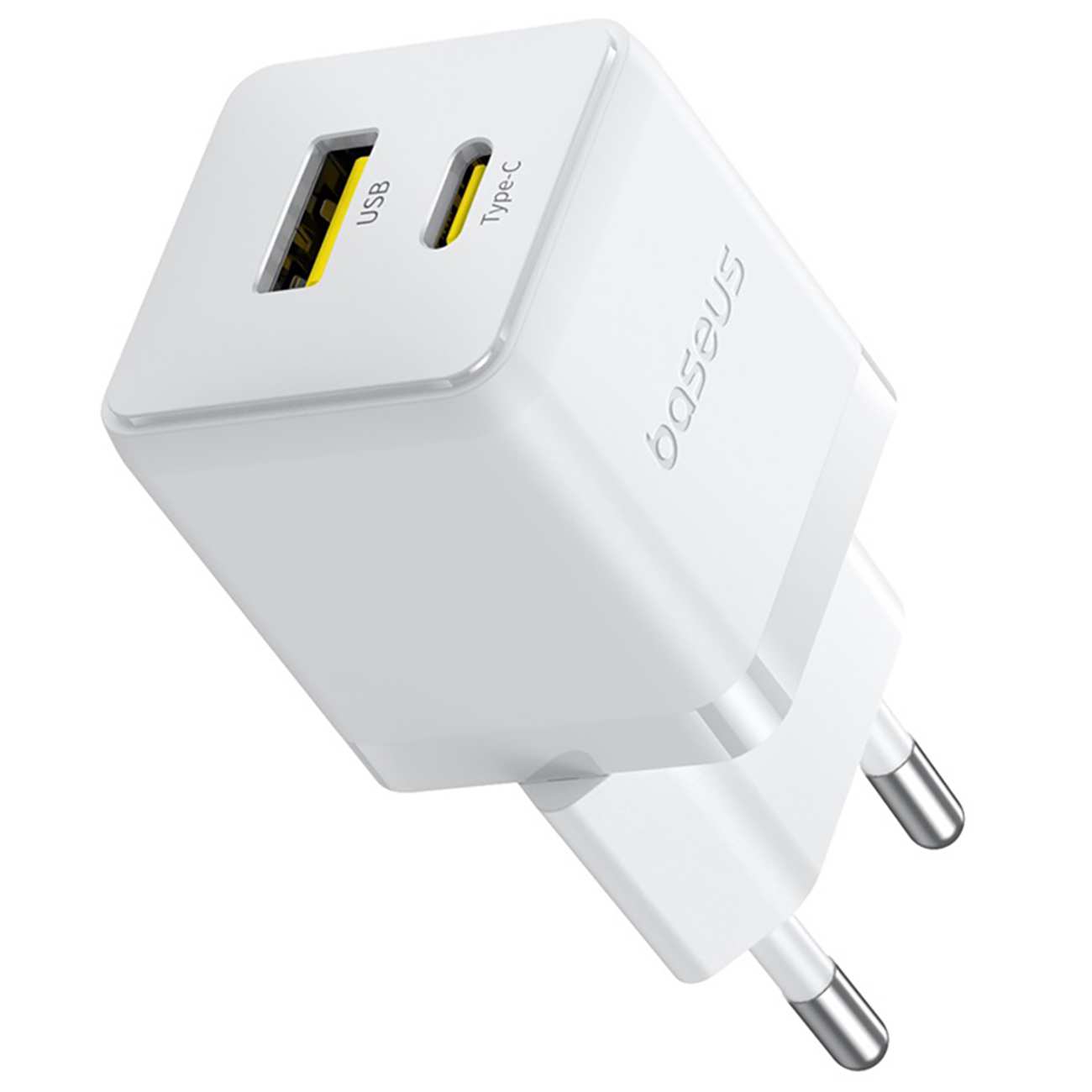 شارژر دیواری 20 وات فست شارژ Type-C و USB بیسوس با کابل دو سر تایپ سی CCZC20UE