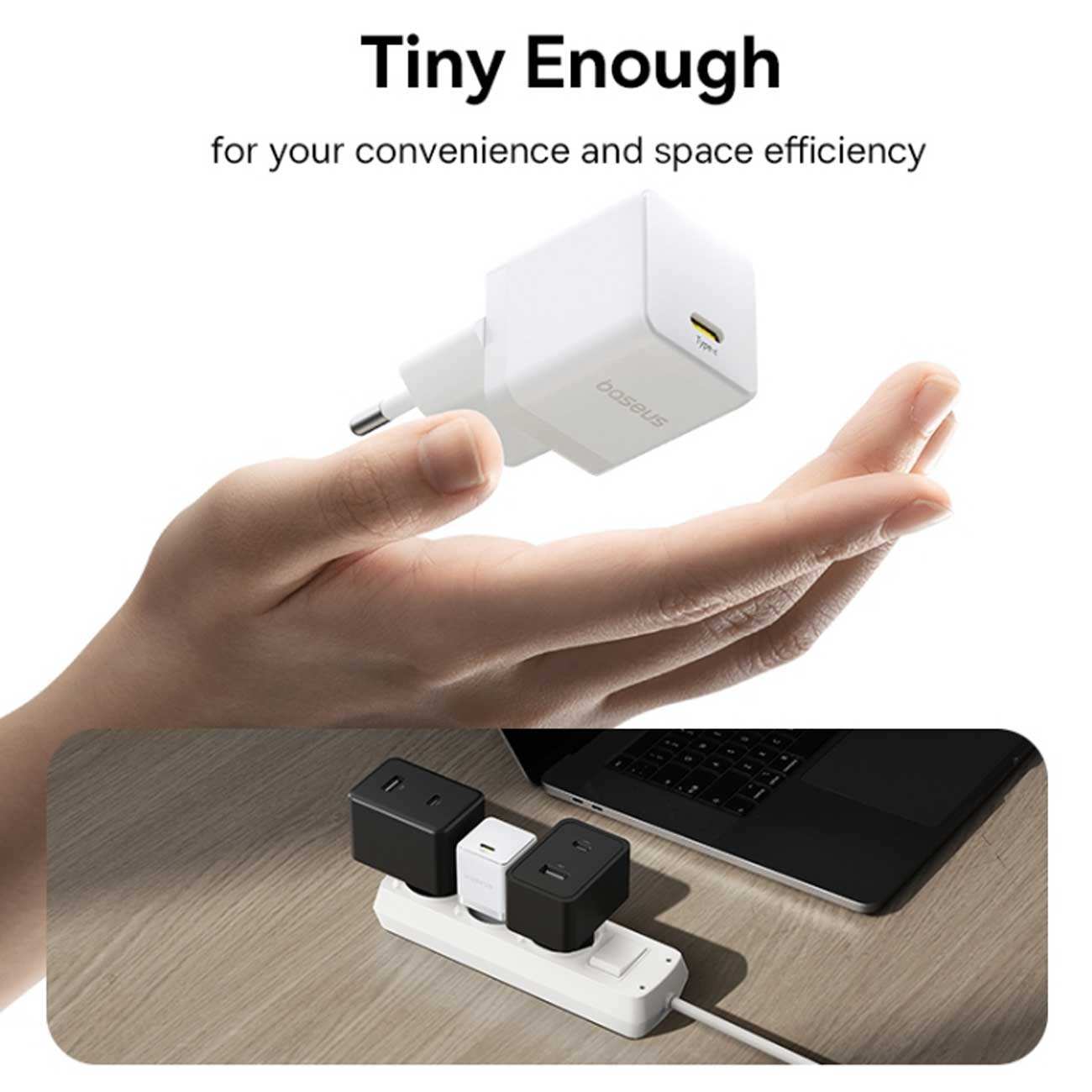 شارژر دیواری تایپ سی 20 وات بیسوس همراه با کابل دو سر تایپ سی 60 وات یک متری CCZC20CE