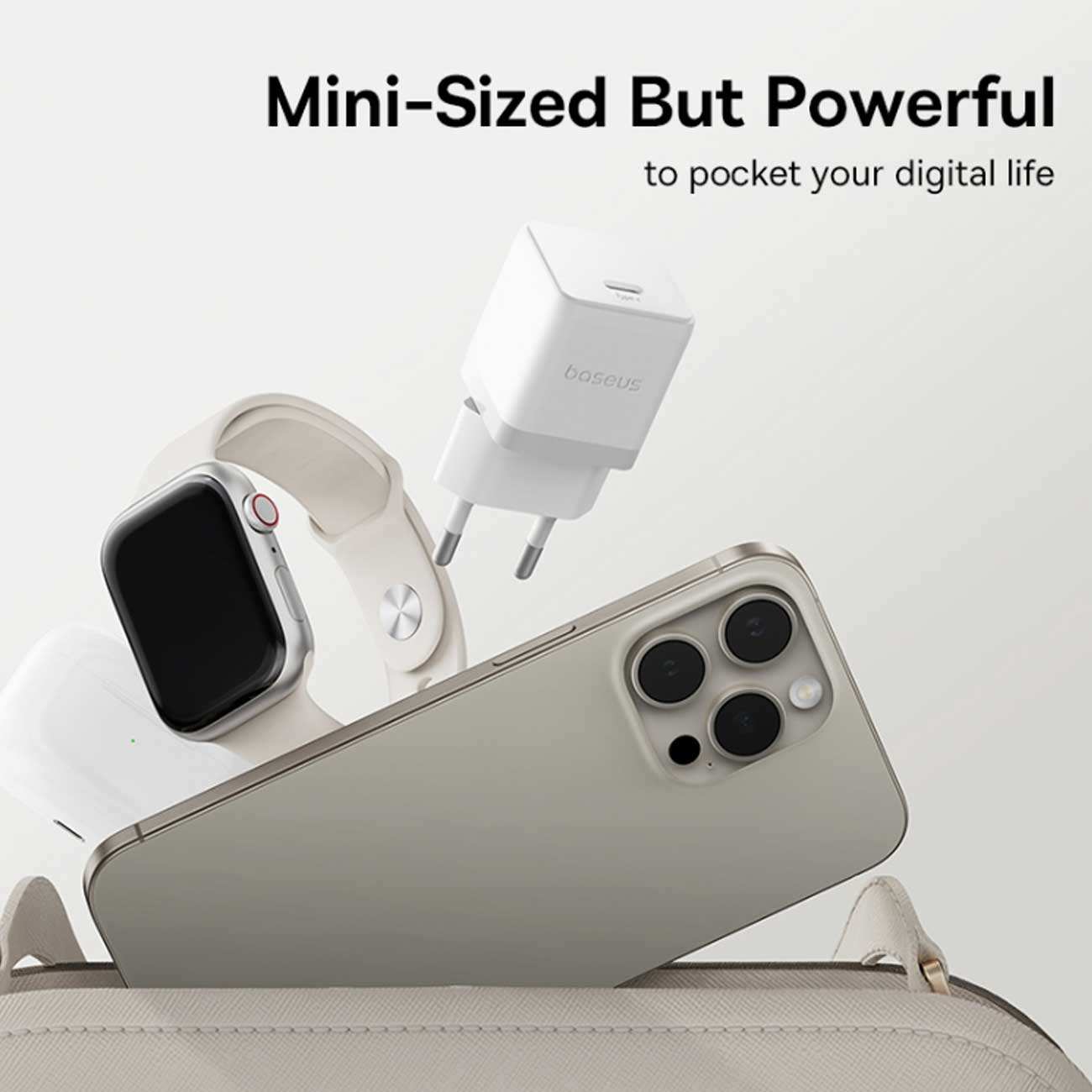 شارژر دیواری تایپ سی 20 وات بیسوس همراه با کابل دو سر تایپ سی 60 وات یک متری CCZC20CE