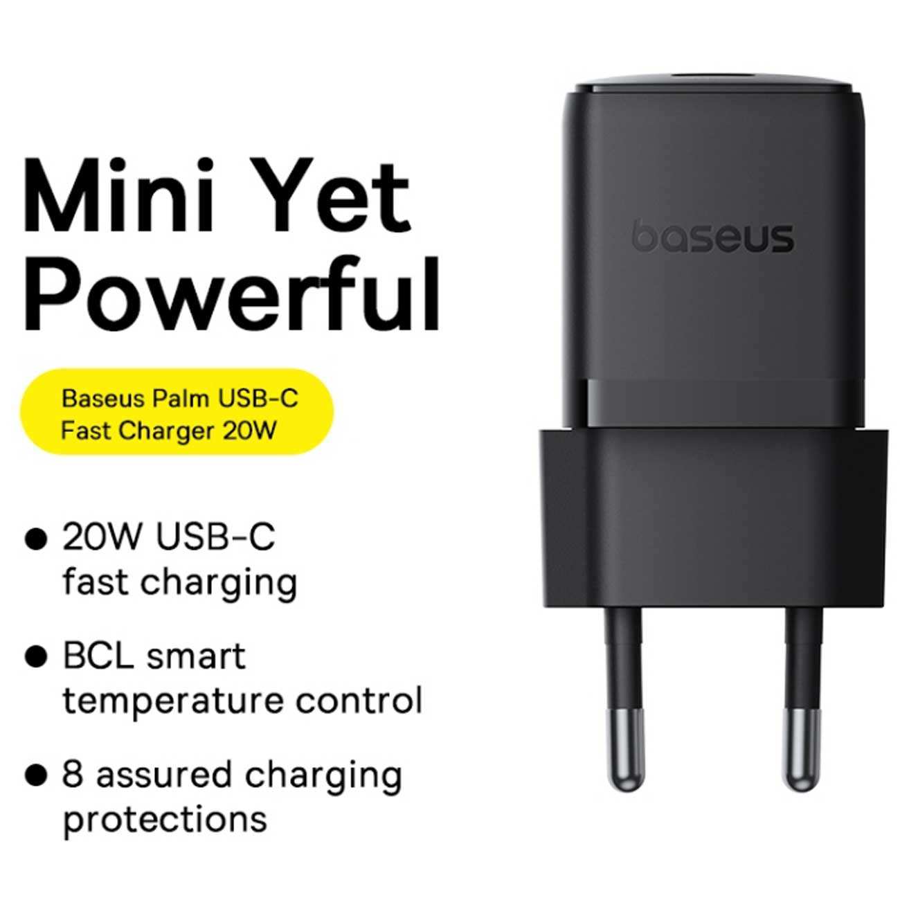 شارژر دیواری تایپ سی 20 وات بیسوس همراه با کابل دو سر تایپ سی 60 وات یک متری CCZC20CE