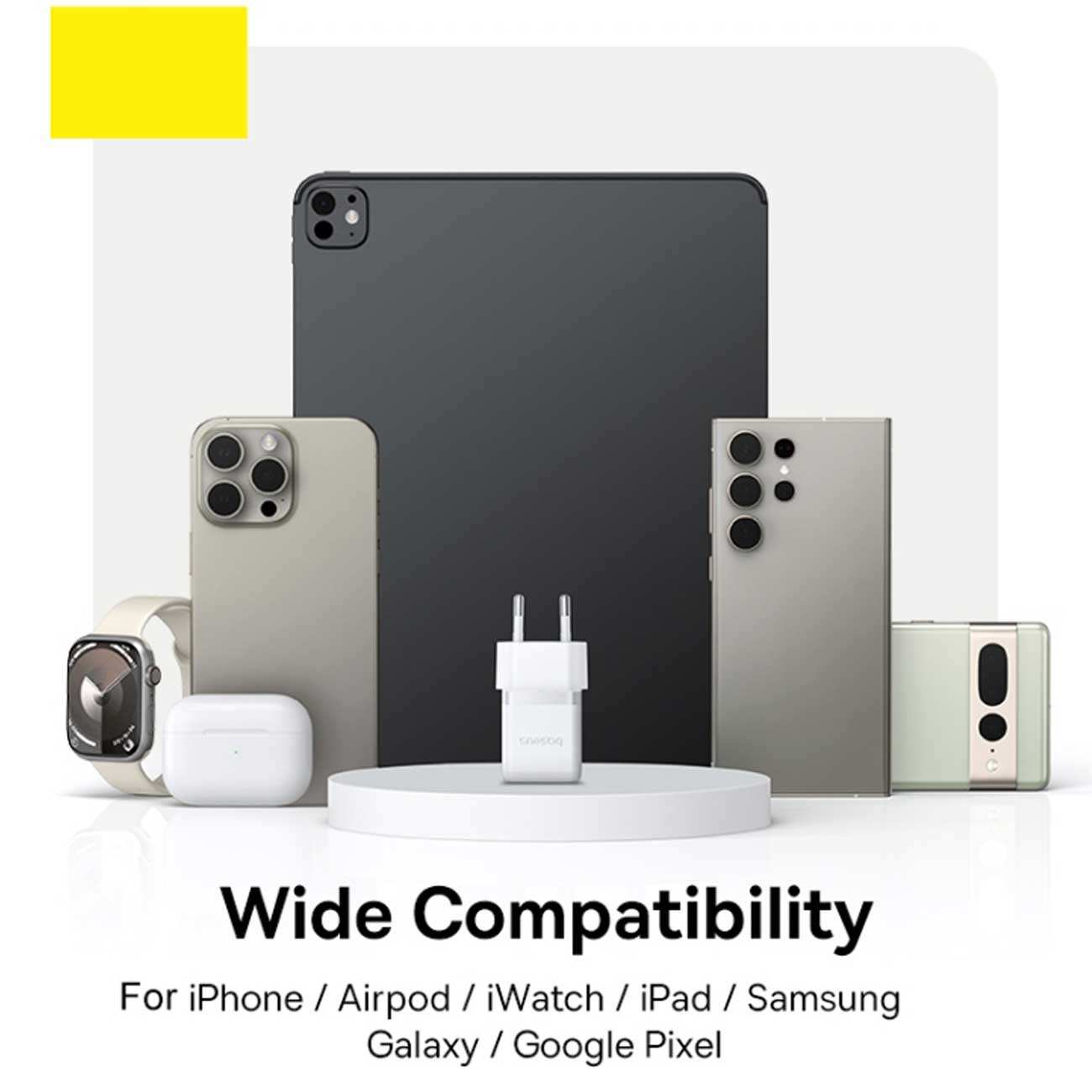 شارژر دیواری تایپ سی 20 وات بیسوس همراه با کابل دو سر تایپ سی 60 وات یک متری CCZC20CE