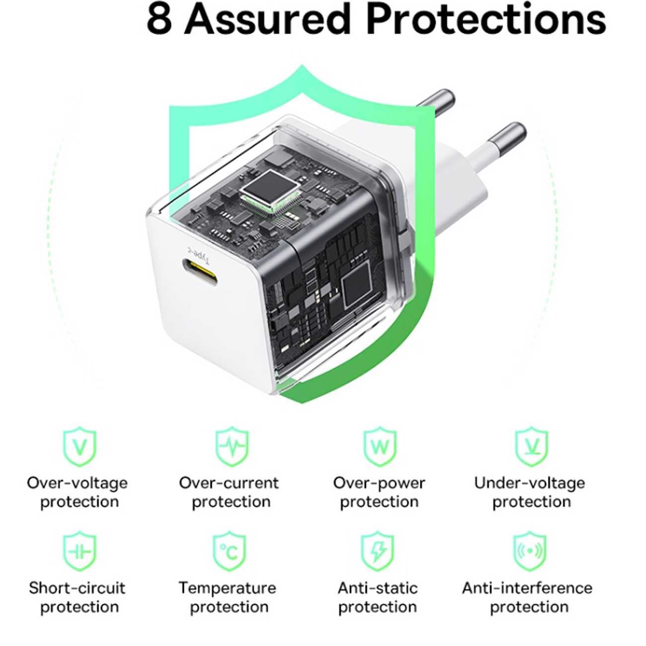 شارژر دیواری تایپ سی 20 وات بیسوس همراه با کابل دو سر تایپ سی 60 وات یک متری CCZC20CE