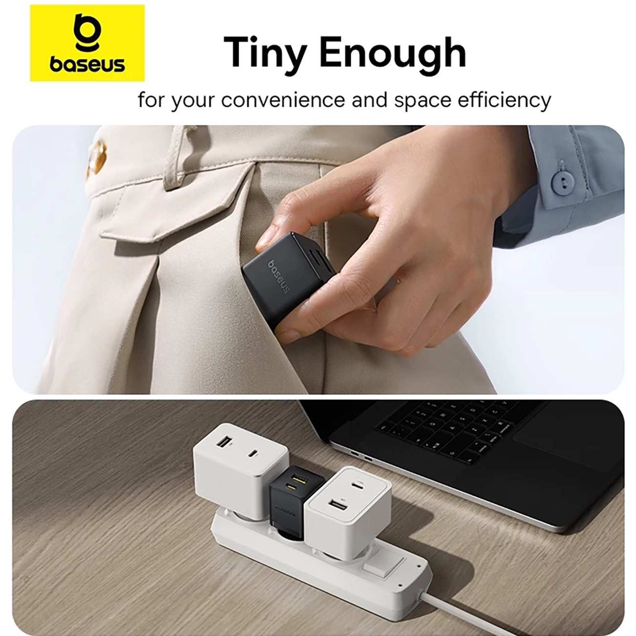 شارژر دیواری فست شارژ تایپ سی و یو اس بی 20 وات بیسوس CCZC20UE