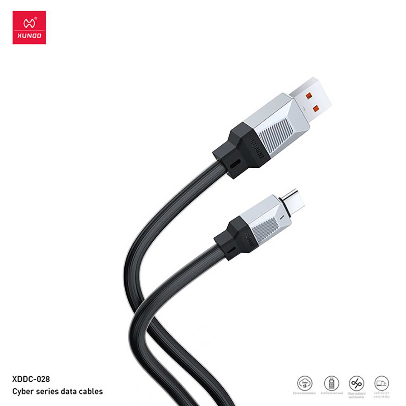کابل چند سر سوپر فست شارژ 100 وات 6 آمپر یو اس بی به تایپ سی و لایتنینگ 1 متری یاندو XDDC-028