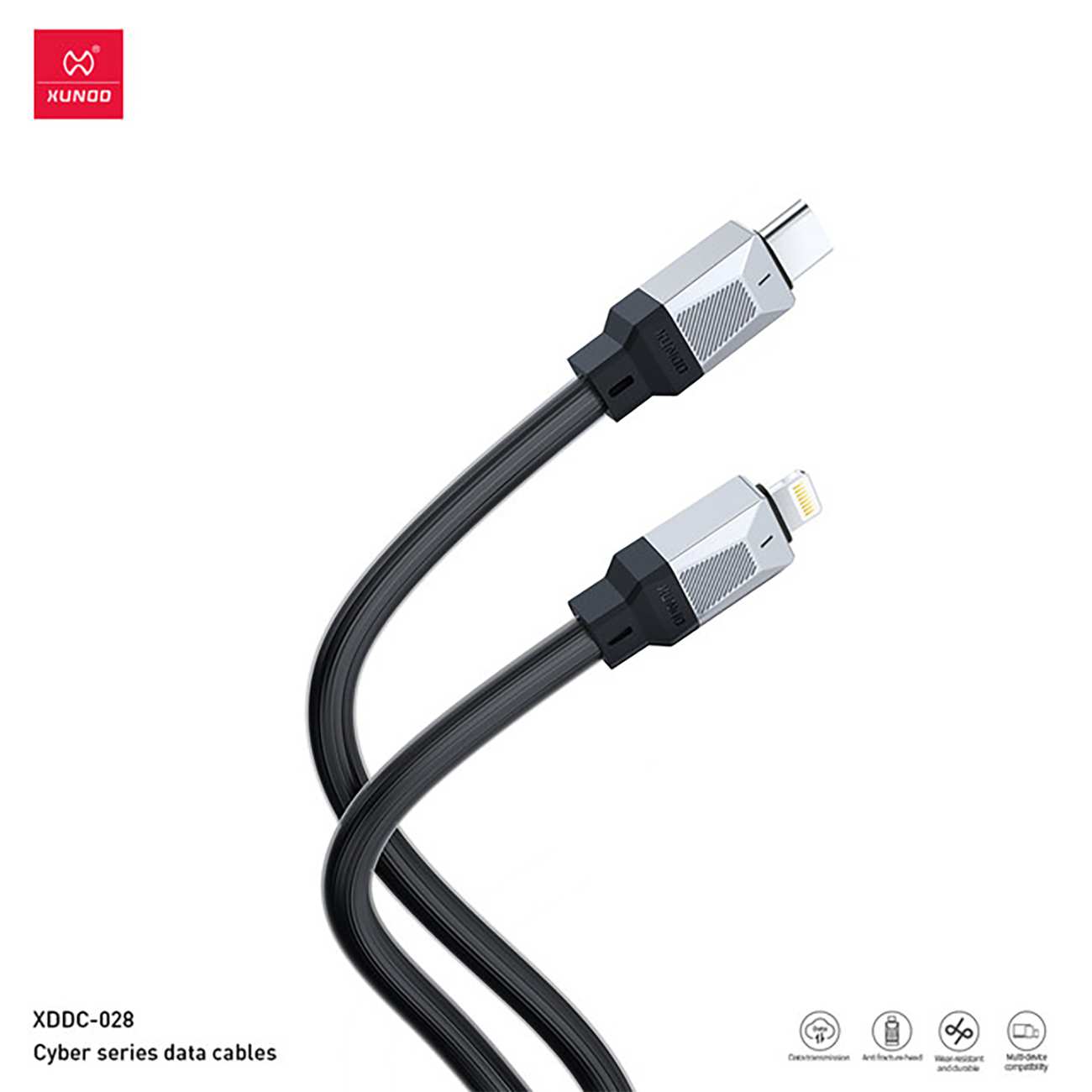 کابل چند سر سوپر فست شارژ 100 وات 6 آمپر یو اس بی به تایپ سی و لایتنینگ 1 متری یاندو XDDC-028