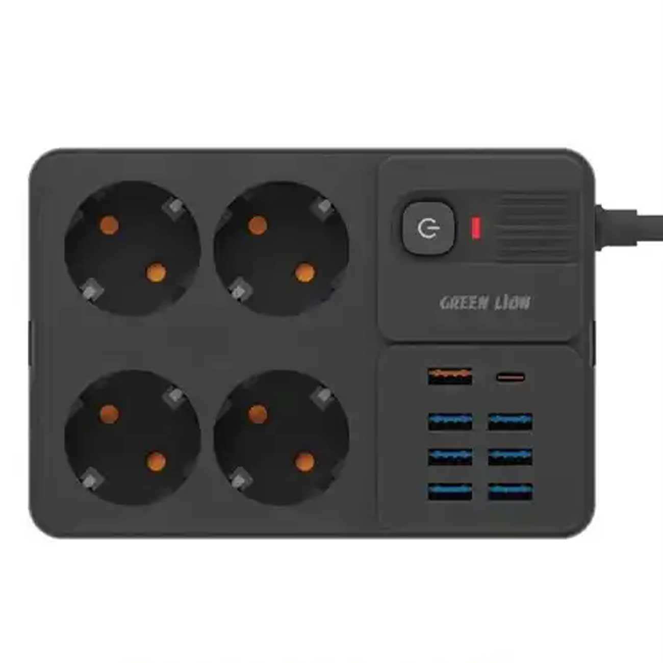 چندراهی برق 4 سوکت، 7 یواسبی و یک تایپسی گرین لاین GNPS7UPDEUBK