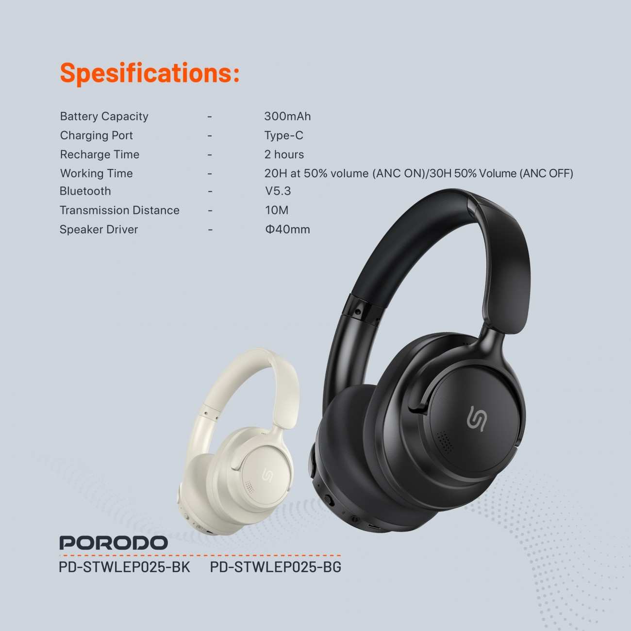 هدفون بلوتوثی و سیمی 5.3 پورودو PD-STWLEP025-BK