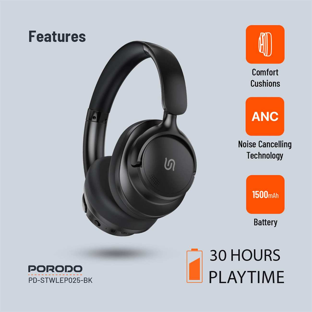 هدفون بلوتوثی و سیمی 5.3 پورودو PD-STWLEP025-BK