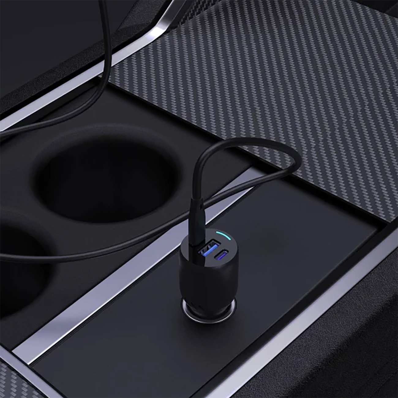 شارژر فندکی فست شارژ ماشین تایپ سی و یو اس بی 85 وات پاورولوژی PCCSR014