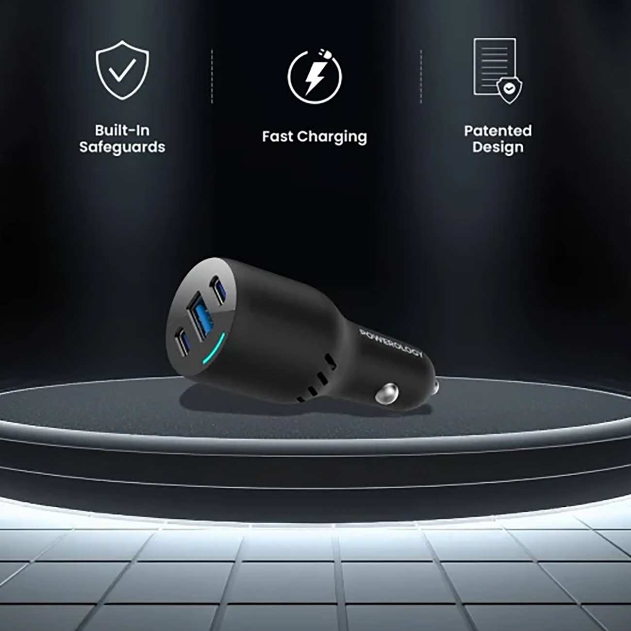 شارژر فندکی فست شارژ ماشین تایپ سی و یو اس بی 85 وات پاورولوژی PCCSR014