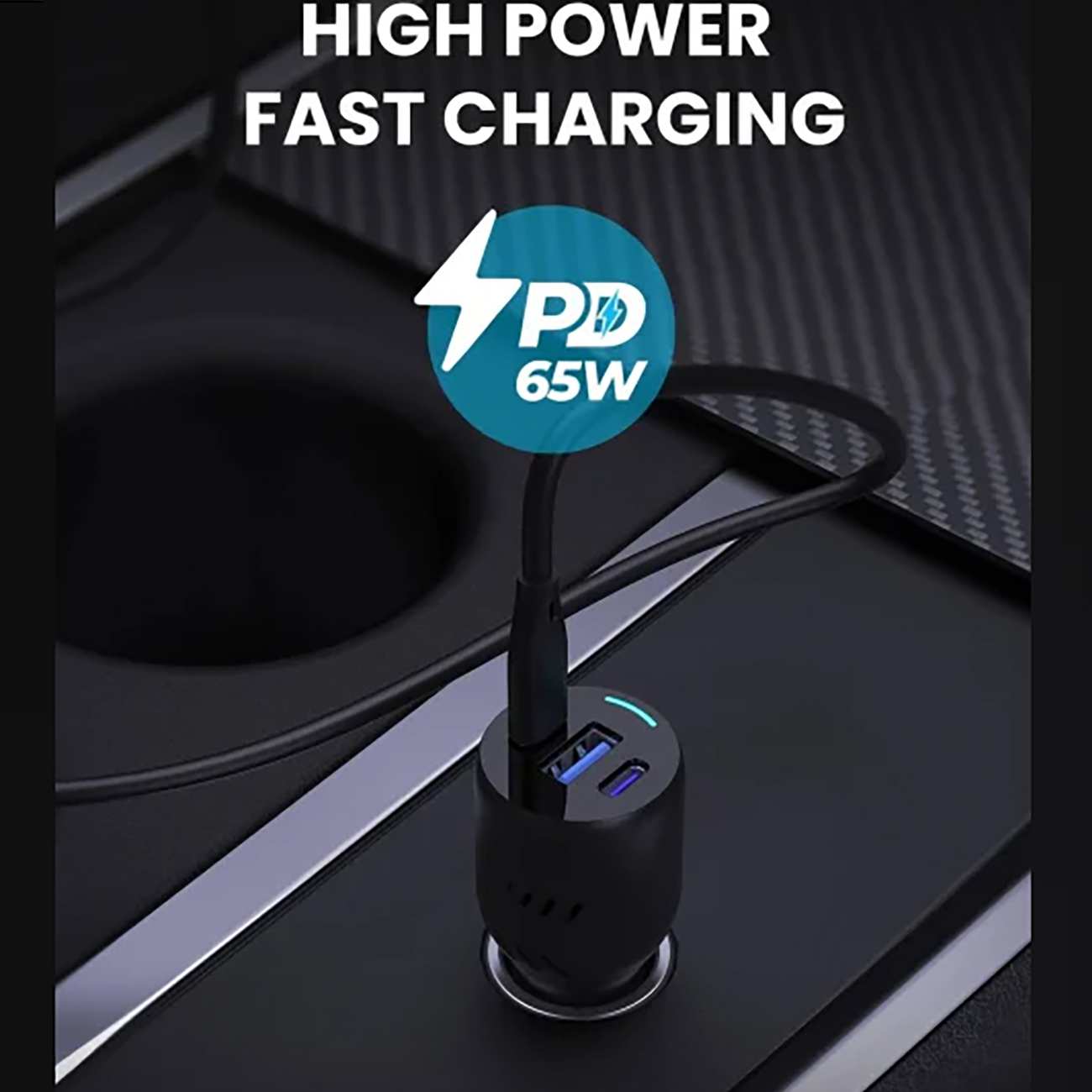 شارژر فندکی فست شارژ ماشین تایپ سی و یو اس بی 85 وات پاورولوژی PCCSR014