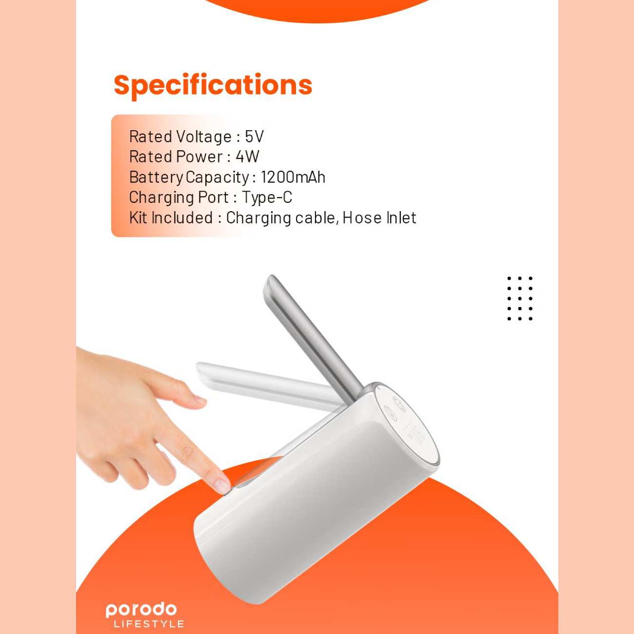 پمپ آب دیجیتالی شارژی پورودو PD-LFWD5W-WH