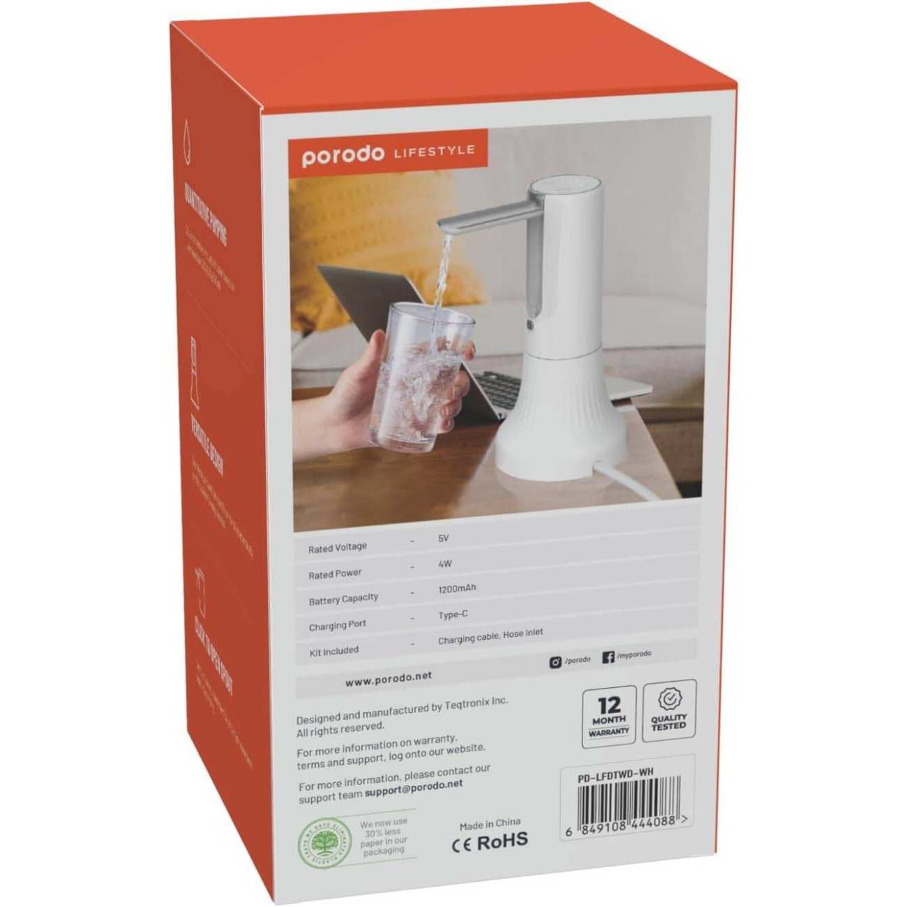 پمپ آب رومیزی شارژی پورودو PD-LFDTWD-WH