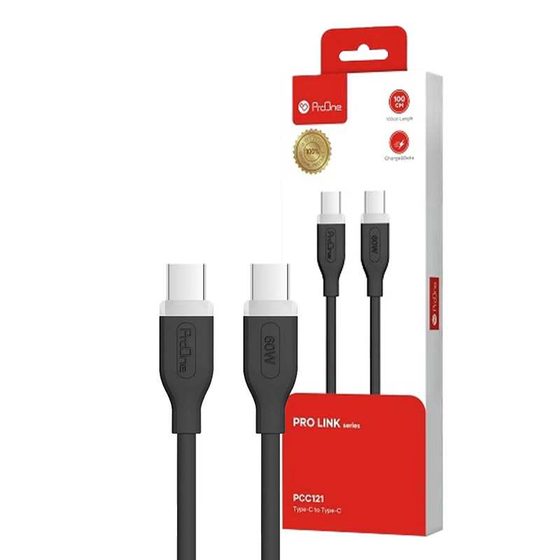 کابل دو سر تایپ سی 60 وات یک متری پرووان PCC121