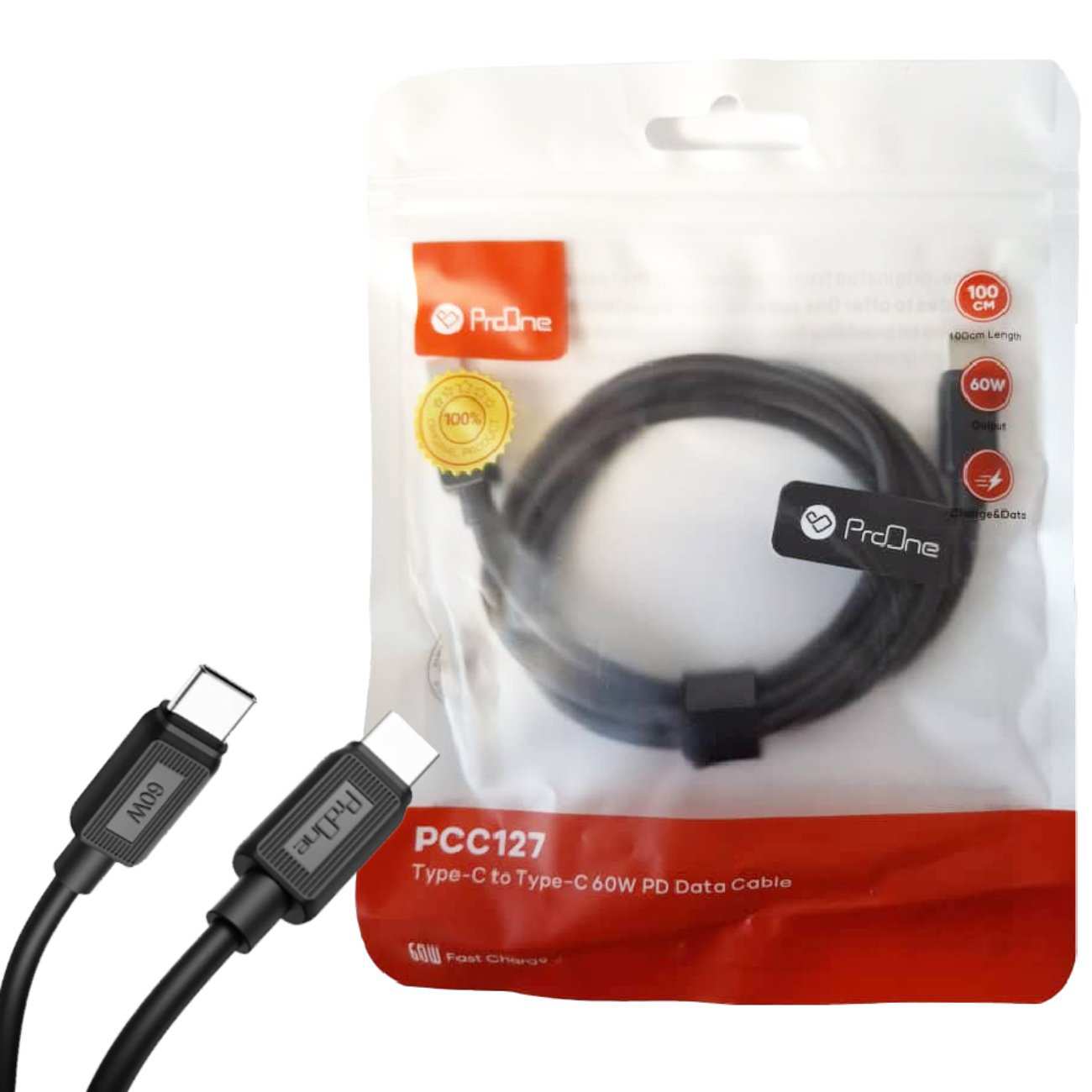 کابل شارژ سریع تایپ سی به تایپ سی 60 وات یک متری پرووان PCC127