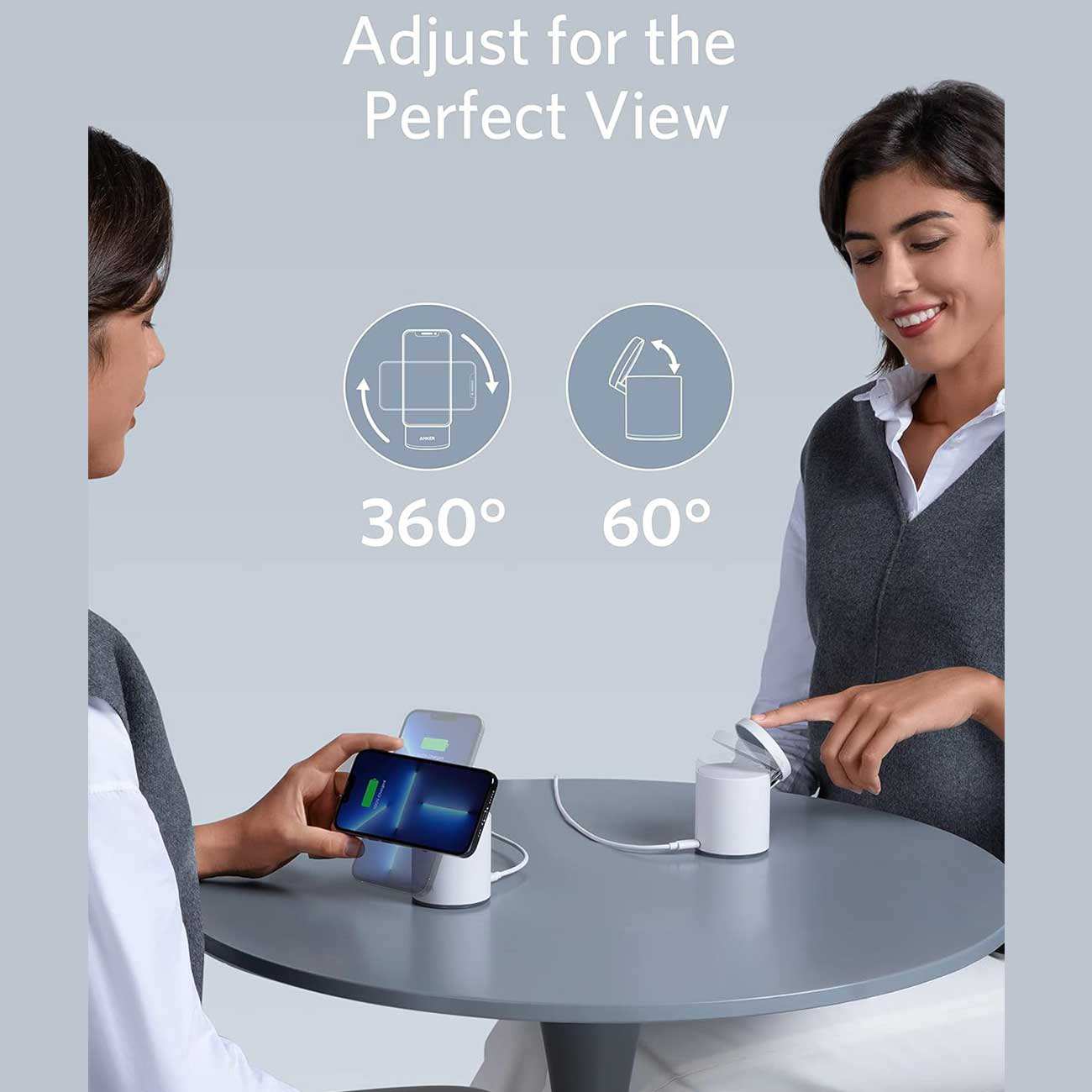 استند و شارژر وایرلس 15 وات گوشی آیفون 12/13/14 و هندزفری بلوتوثی انکر 623 B2568231