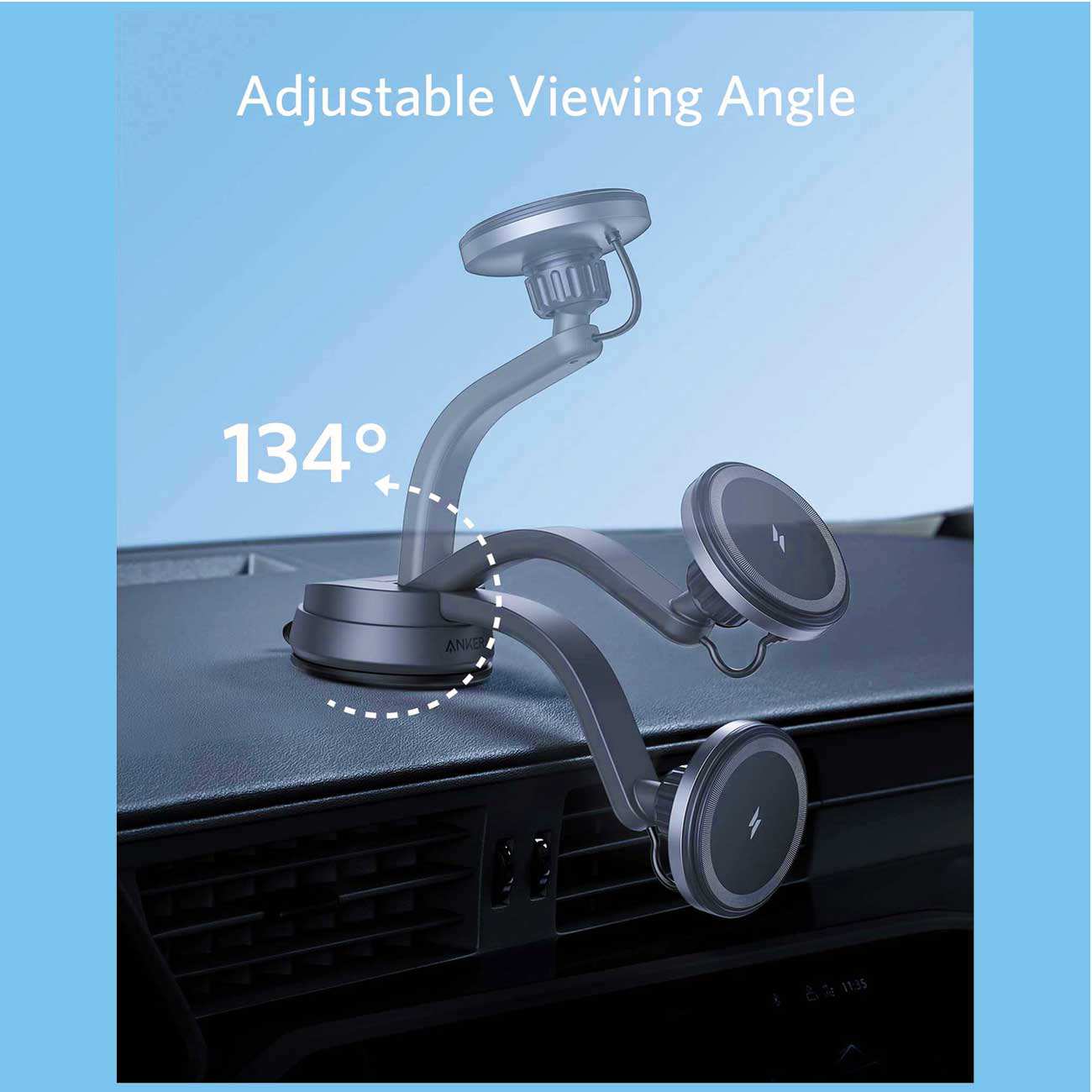 هولدر شارژر وایرلس آیفون داخل خودرو انکر همراه با شارژ فندکی و کابل دو سر تایپسی B2930011