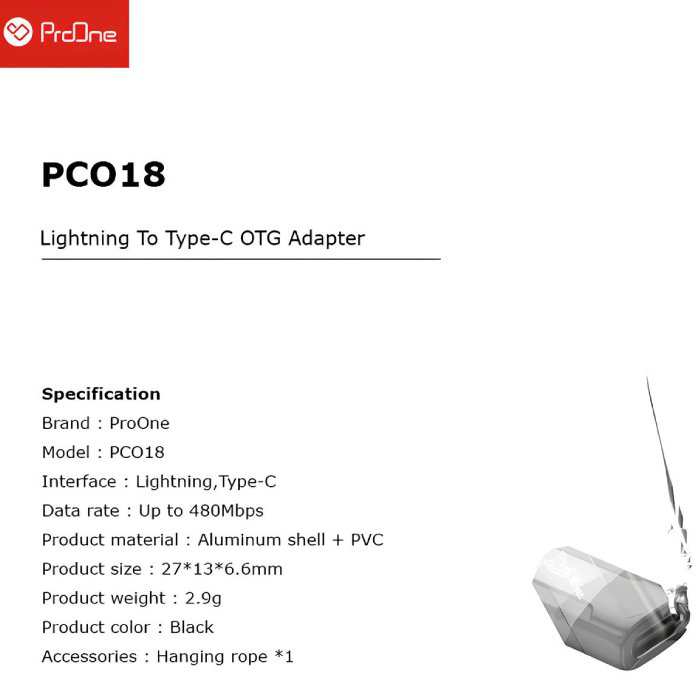 مبدل او تی جی تایپ سی به لایتنینگ پرووان PCO18