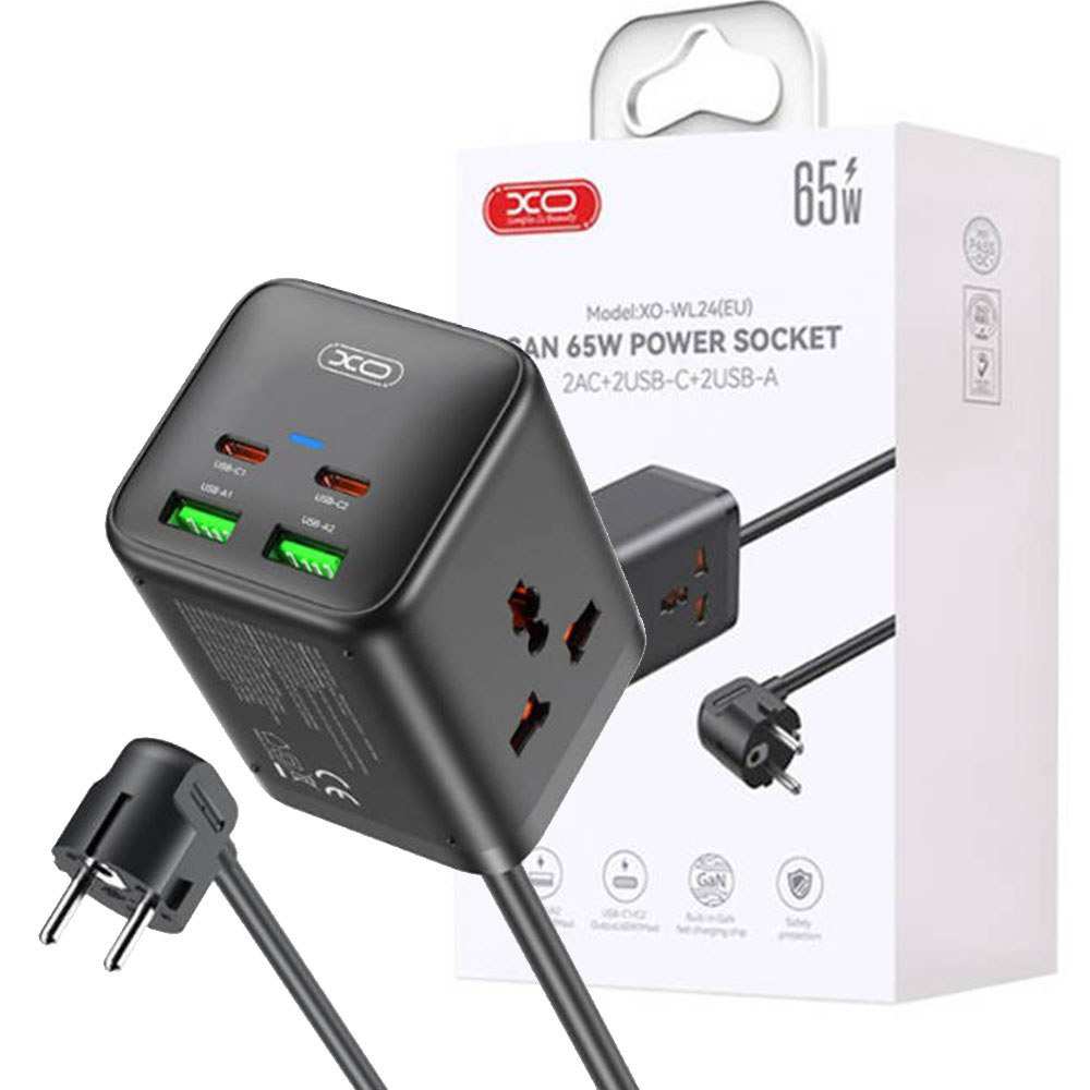 چندراهی دو سوکت برق، دو تایپ سی و دو یو اس بی 65 وات ایکس او WL24