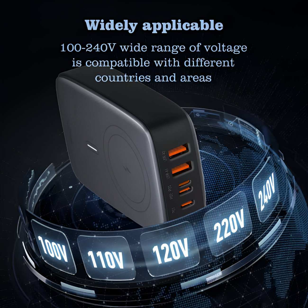 شارژر وایرلس رومیزی 5 پورت 140 وات الدنیو Q4010