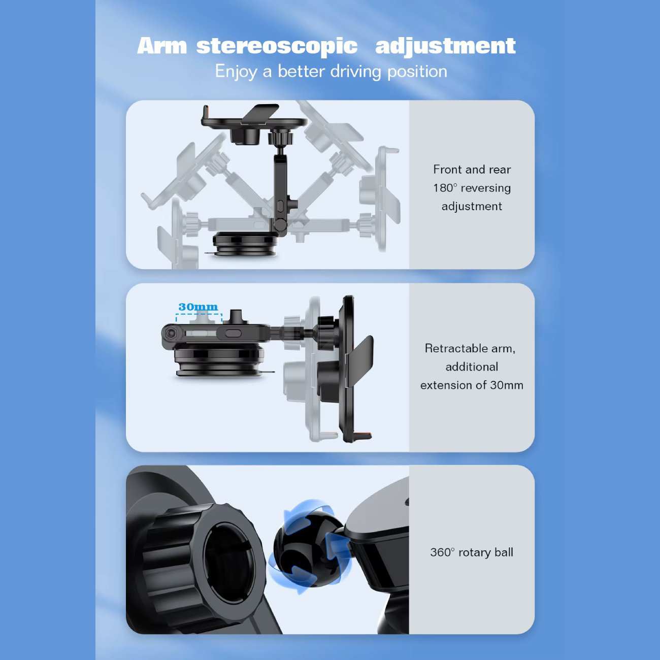 هولدر و شارژر بی سیم چرخشی 360 درجه داخل خودرو 15 وات الدنیو MA30-1