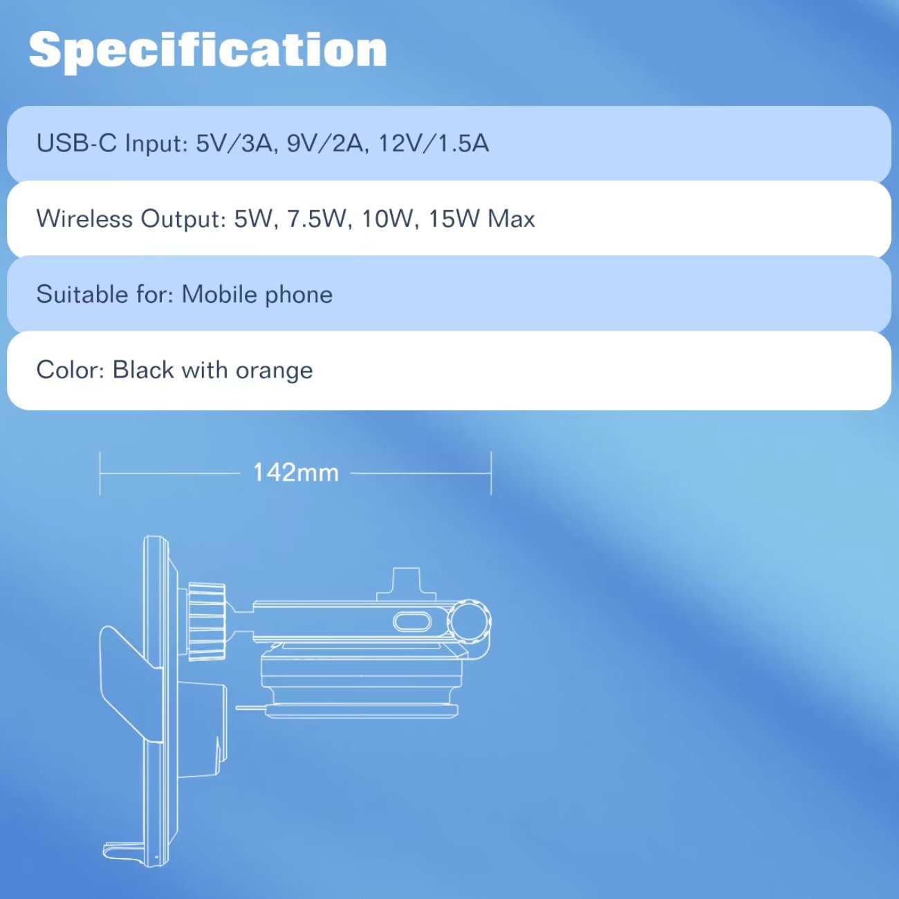 هولدر و شارژر بی سیم چرخشی 360 درجه داخل خودرو 15 وات الدنیو MA30-1