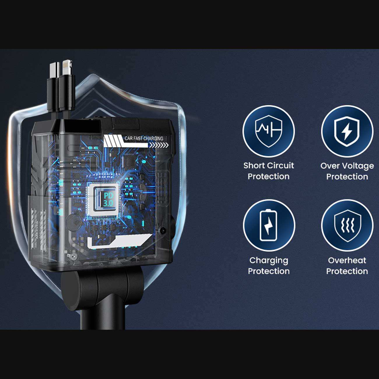 شارژر فندکی فست شارژ ماشین 104 وات Type-C، Lightning، USB-A ایکس او CC66
