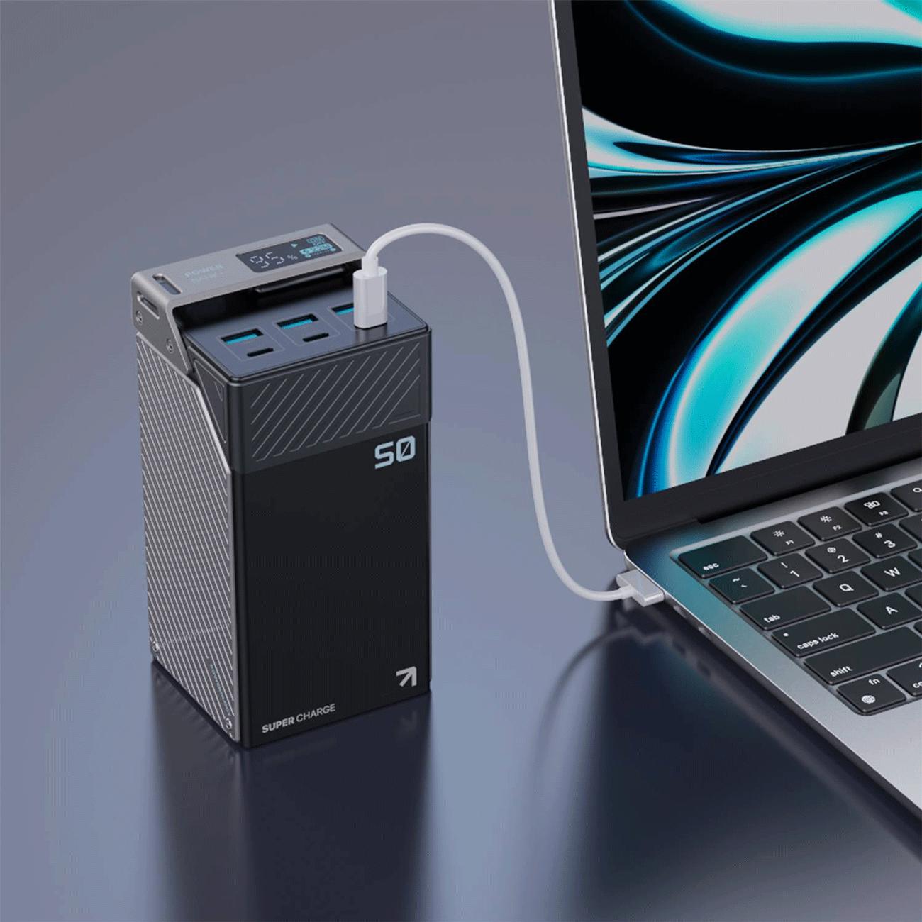 پاوربانک تایپ سی و یو اس بی شارژ سریع 65 وات 50000 پاورولوژی PPBCHA68