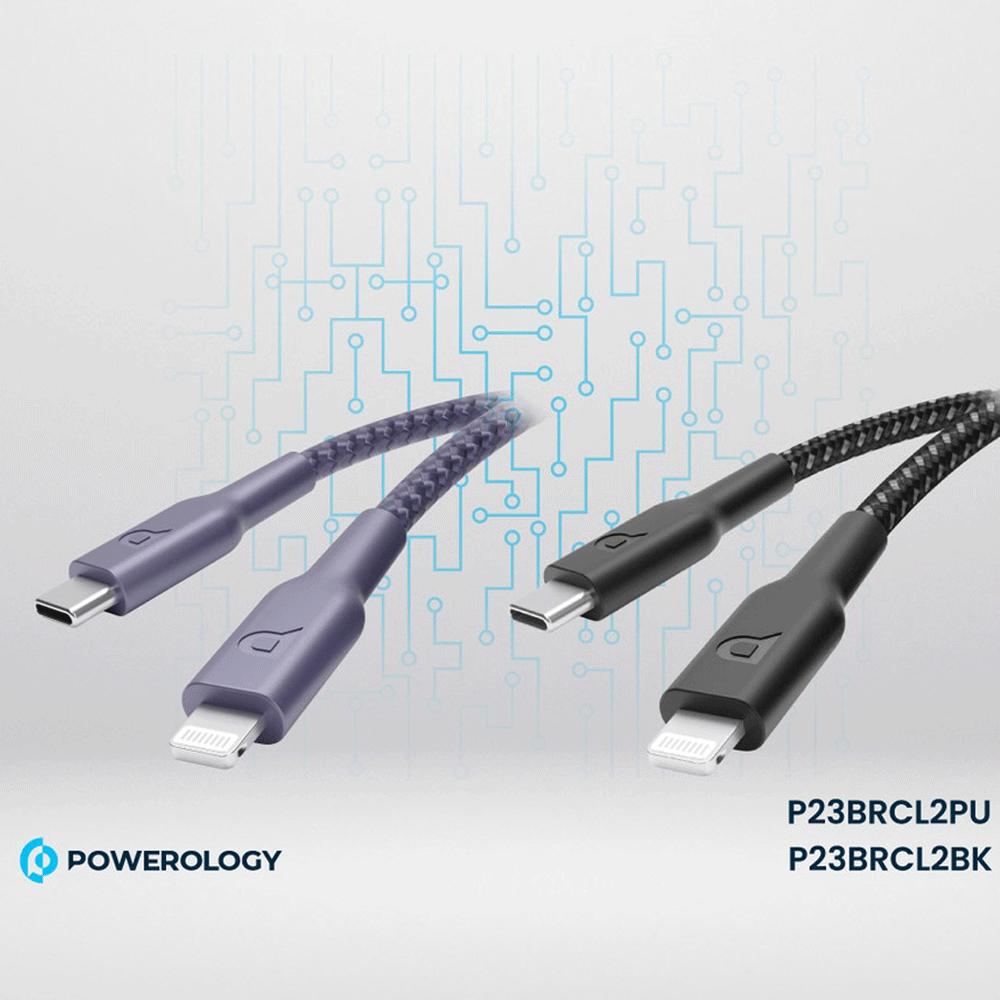 کابل شارژ سریع Type-C به Lightning دو متری 60 وات پاورولوژی P23BRCL2