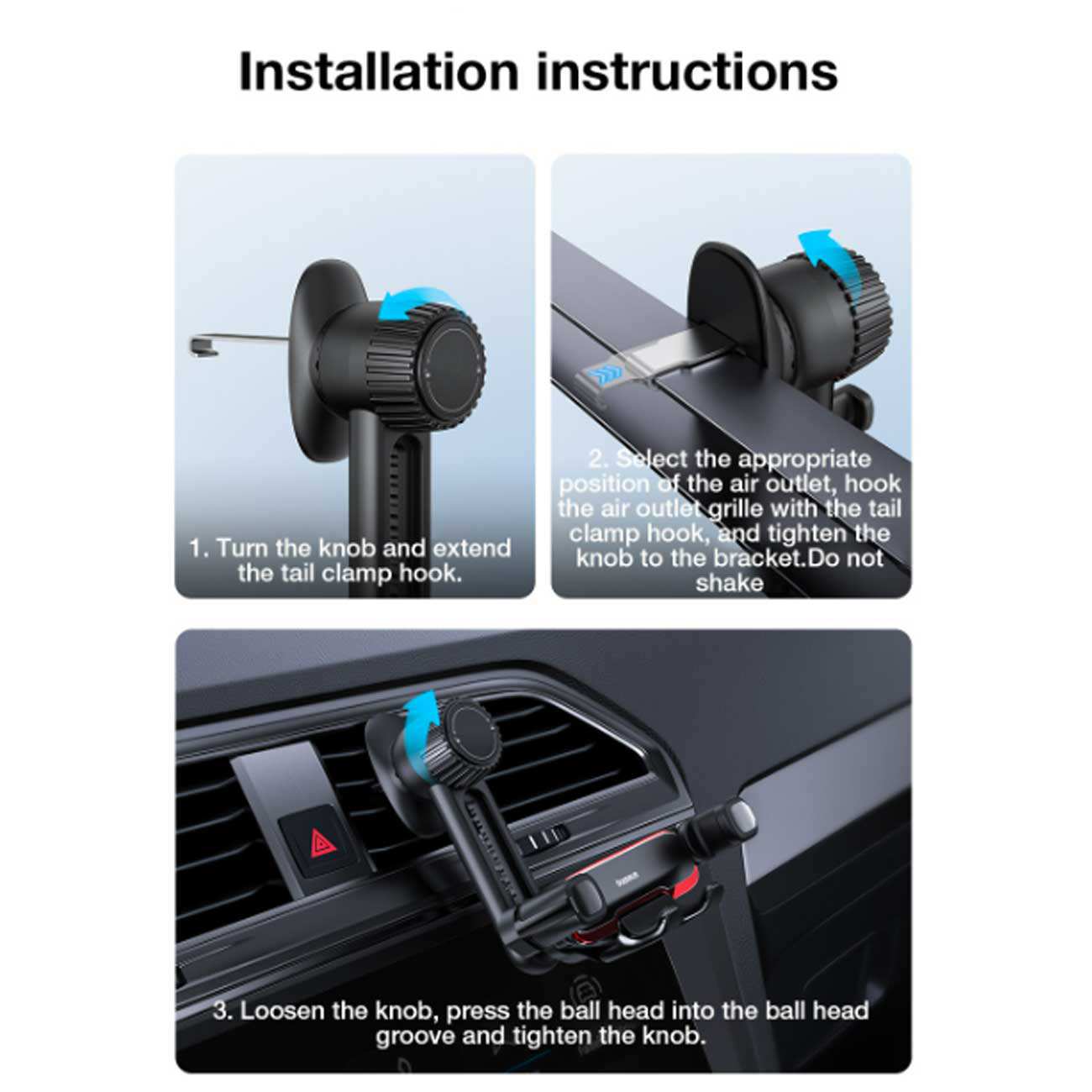 هولدر گوشی موبایل داخل خودرو دریچه کولری بیسوس BS-CM040