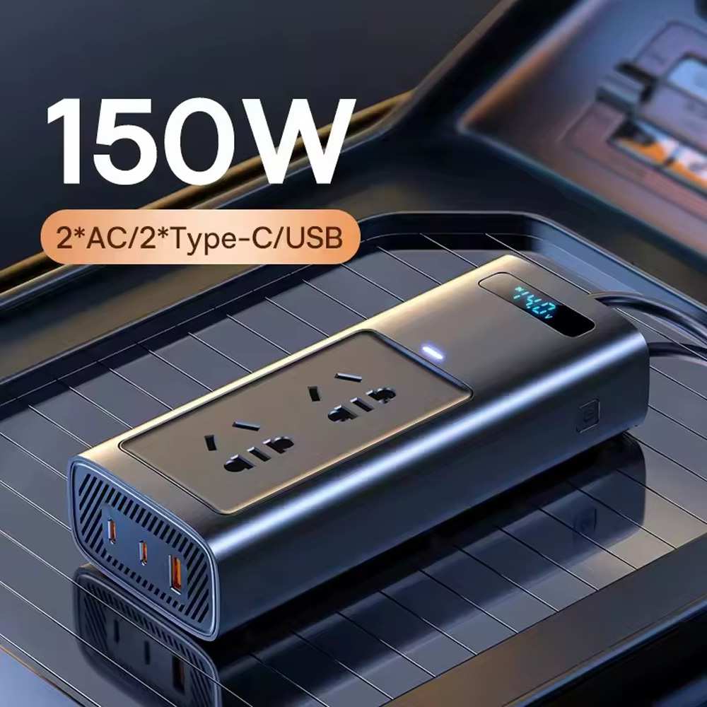 اینورتر 150 وات و شارژر فندکی فست شارژ ماشین بیسوس BS-CI15