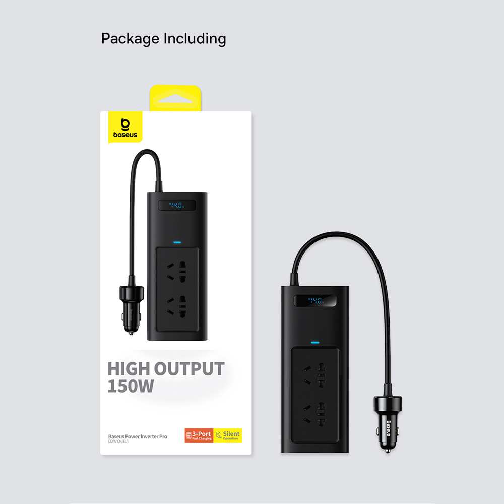 اینورتر 150 وات و شارژر فندکی فست شارژ ماشین بیسوس BS-CI15