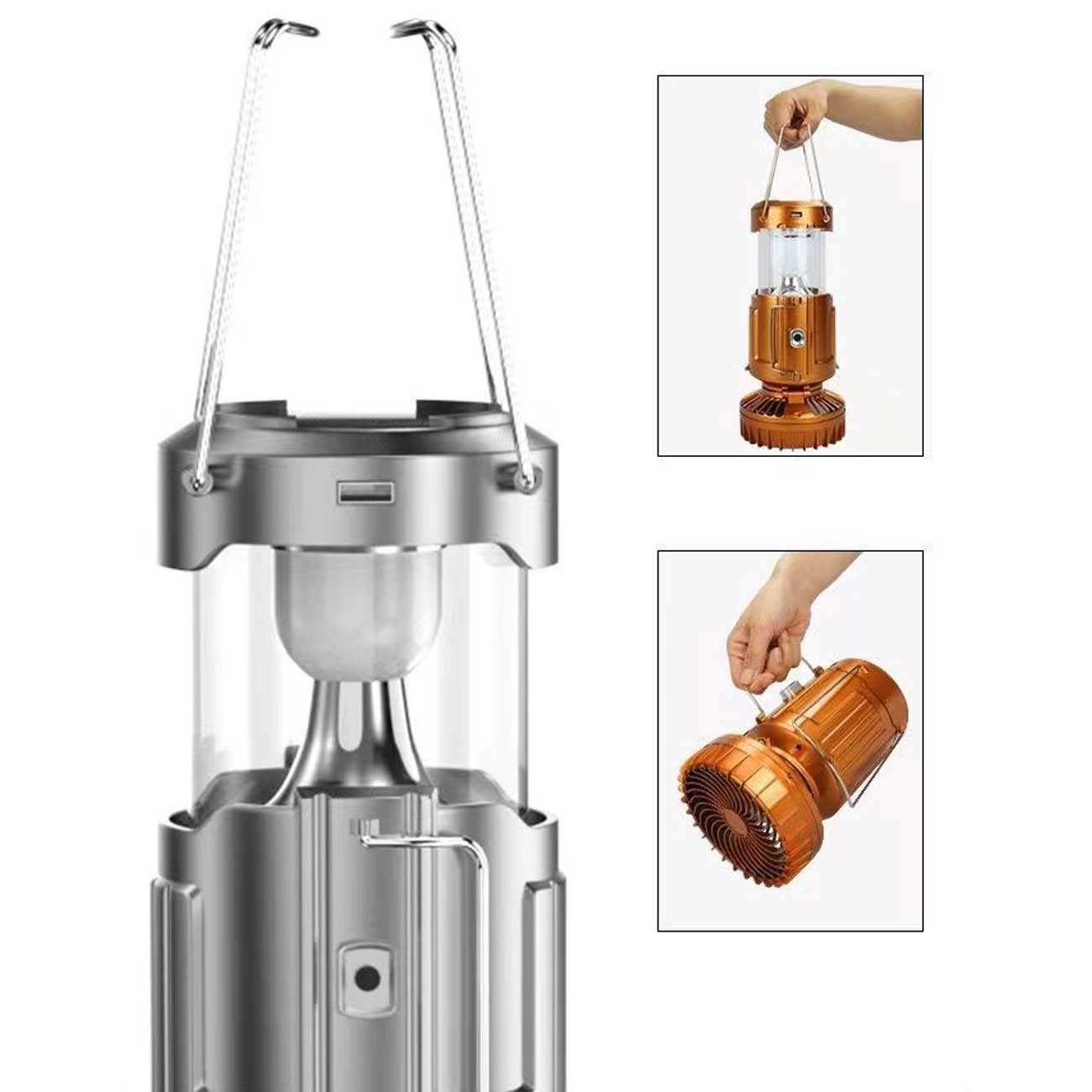 چراغ کمپینگ و پنکه شارژی قابل حمل سولار چند منظوره اسمایلینگشارک FS-116