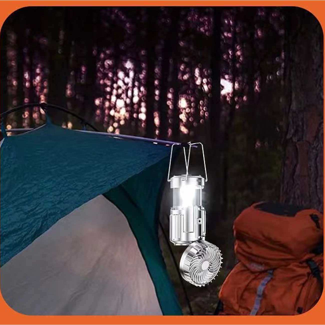 چراغ کمپینگ و پنکه شارژی قابل حمل سولار چند منظوره اسمایلینگشارک FS-116