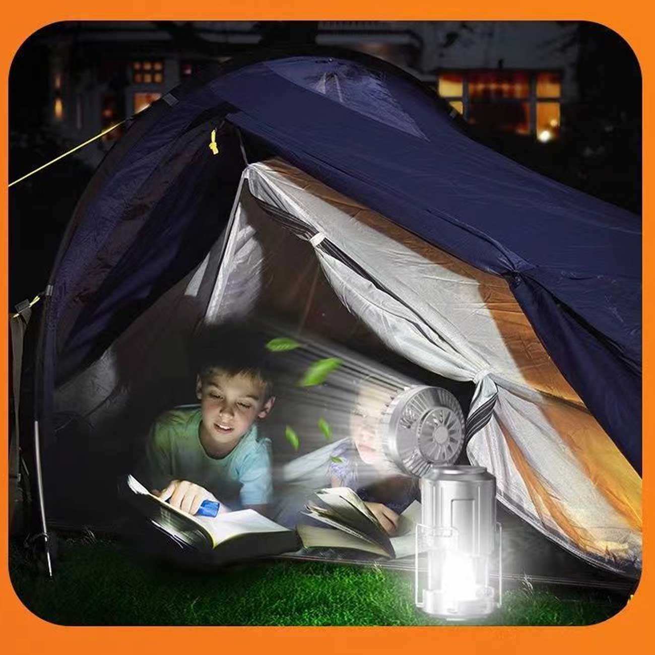 چراغ کمپینگ و پنکه شارژی قابل حمل سولار چند منظوره اسمایلینگشارک FS-116