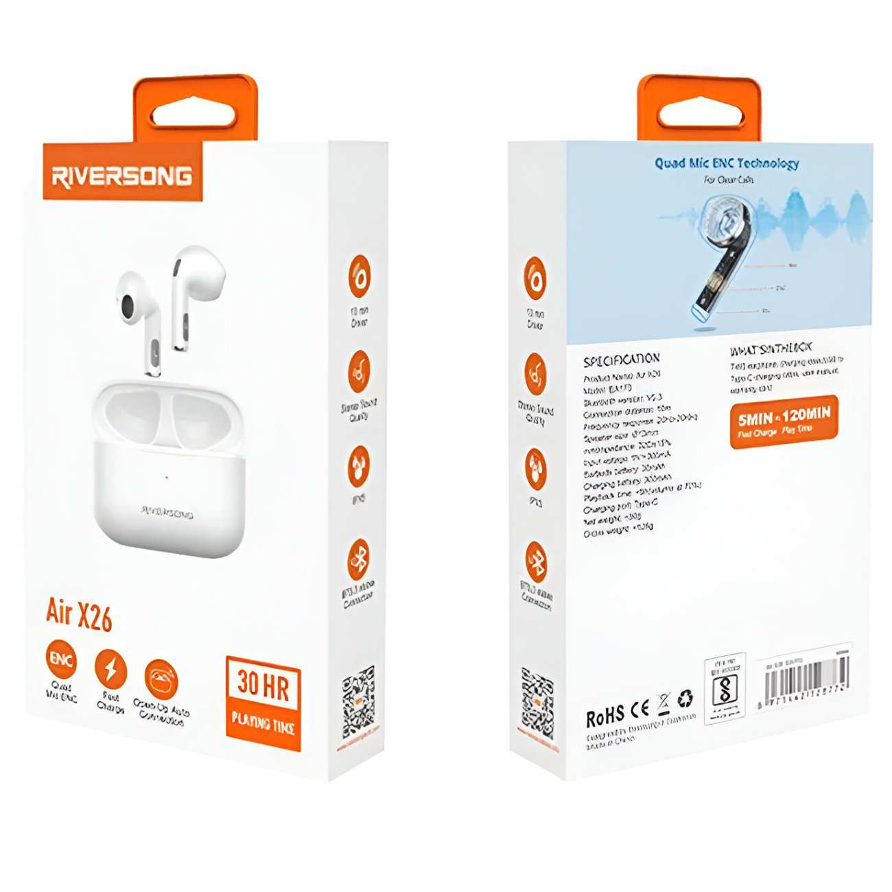 هندزفری بلوتوثی 5.3 ریورسانگ Air X26 EA173