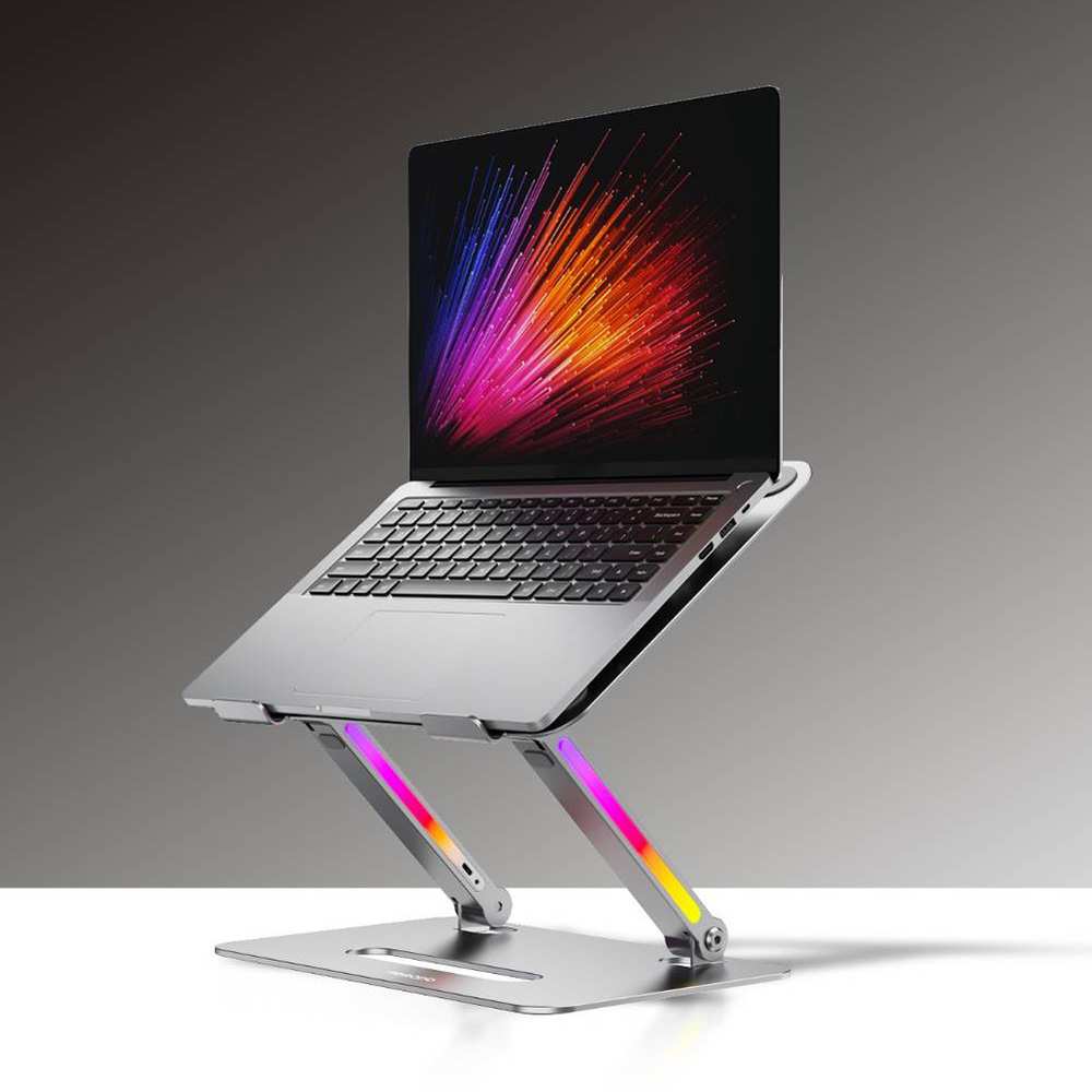 استند و پایه لپ تاپ آلومنیومی تاشو با نور آر جی بی P91H
