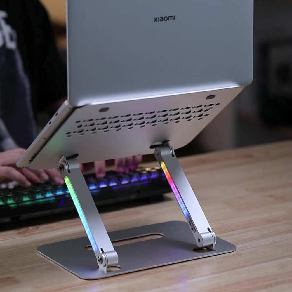 استند و پایه لپ تاپ آلومنیومی تاشو با نور آر جی بی P91H