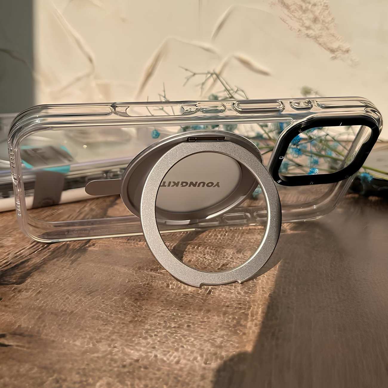 قاب مگ سیف حلقه انگشتی شفاف آیفون 16 پرو یانگ کیت ZDzhj001