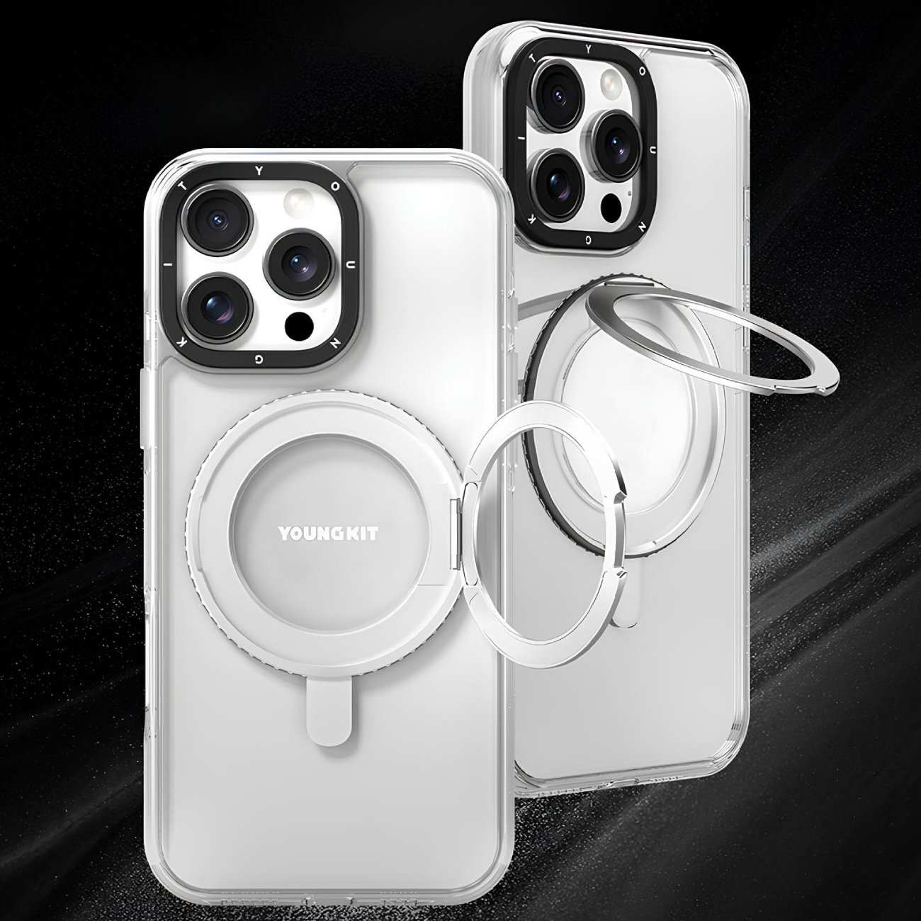قاب مگ سیف حلقه انگشتی شفاف آیفون 16 پرو یانگ کیت ZDzhj001