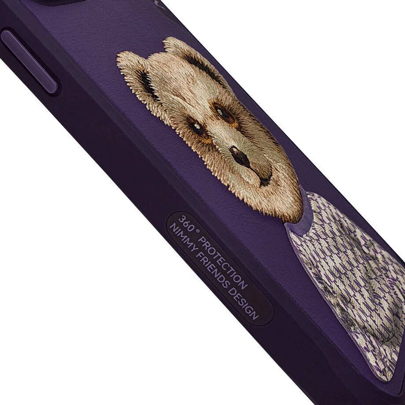 قاب محافظ گوشی آیفون 15 طرح خرس نیمی با موی واقعی