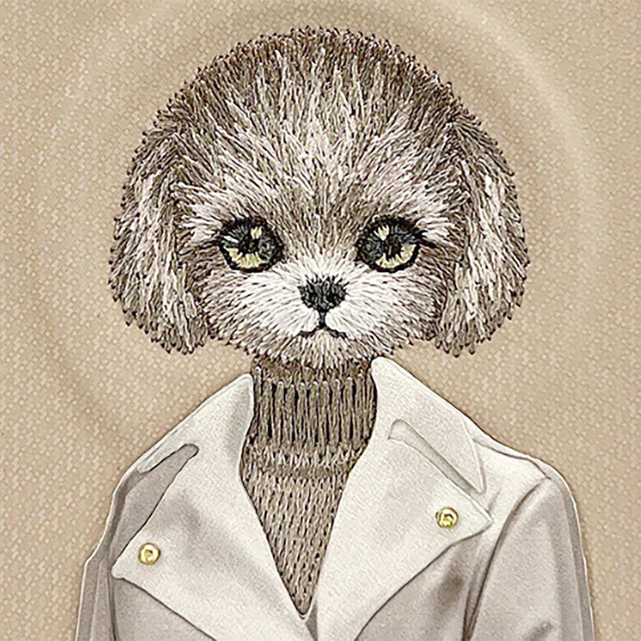 قاب مغناطیسی گوشی آیفون 16 طرح سگ گلدوزی شده نیمی