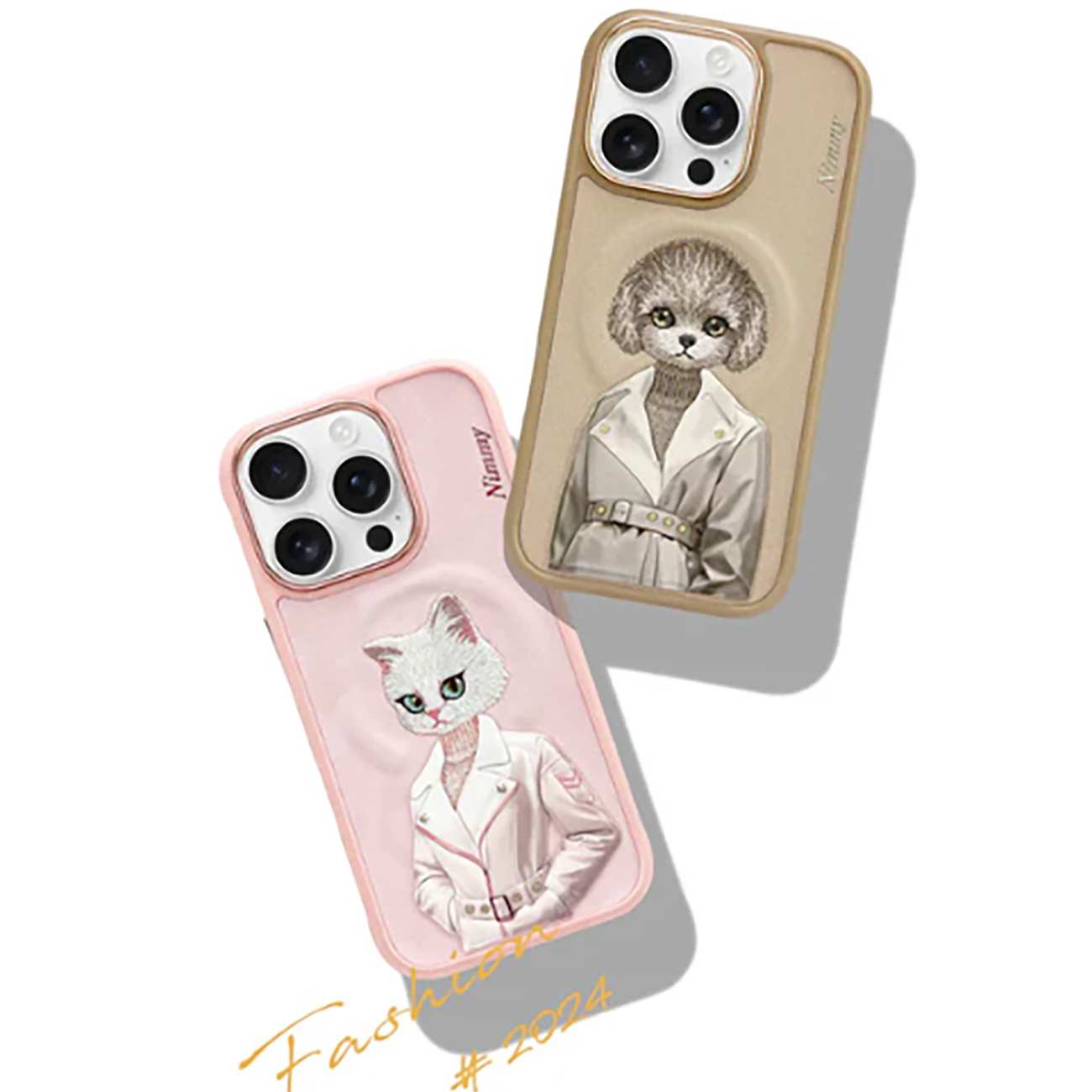 قاب مغناطیسی گوشی آیفون 16 طرح سگ گلدوزی شده نیمی