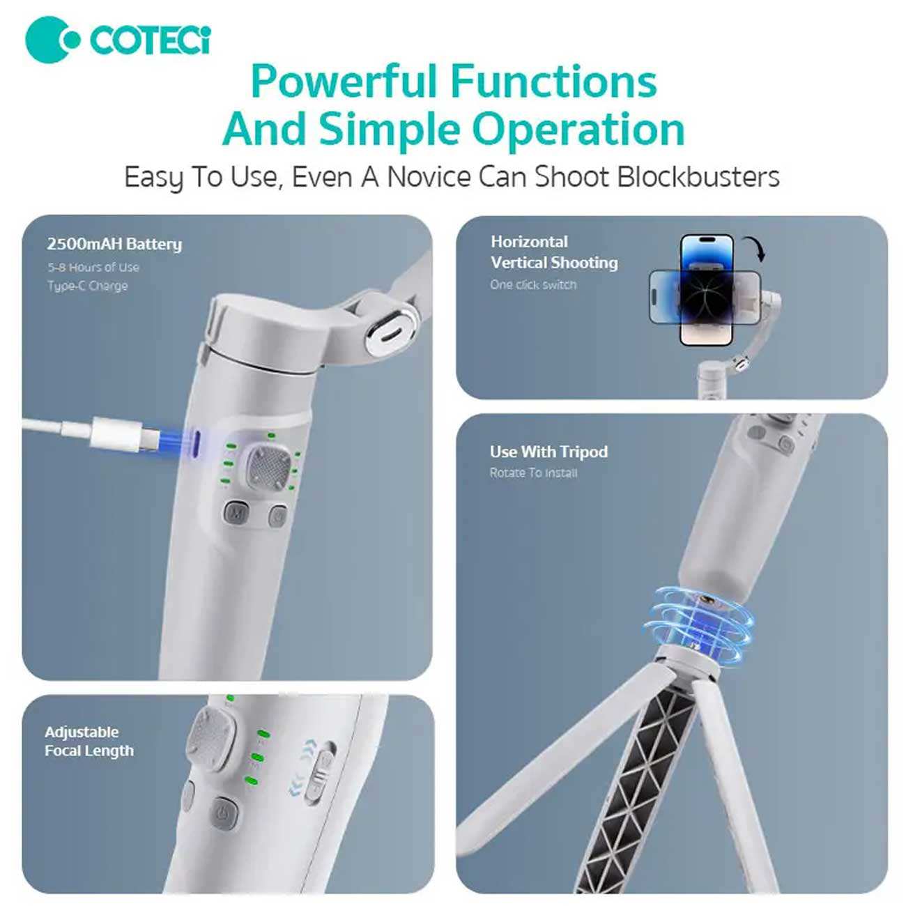 گیمبال و پایه موبایل تاشو سه محوره کوتسی IH-001