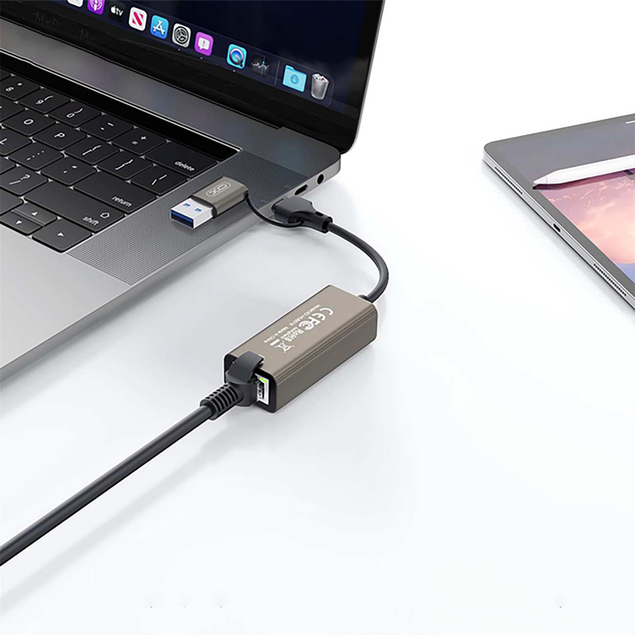 مبدل تایپ C و USB 3.0 به پورت شبکه ایکس او HUB018