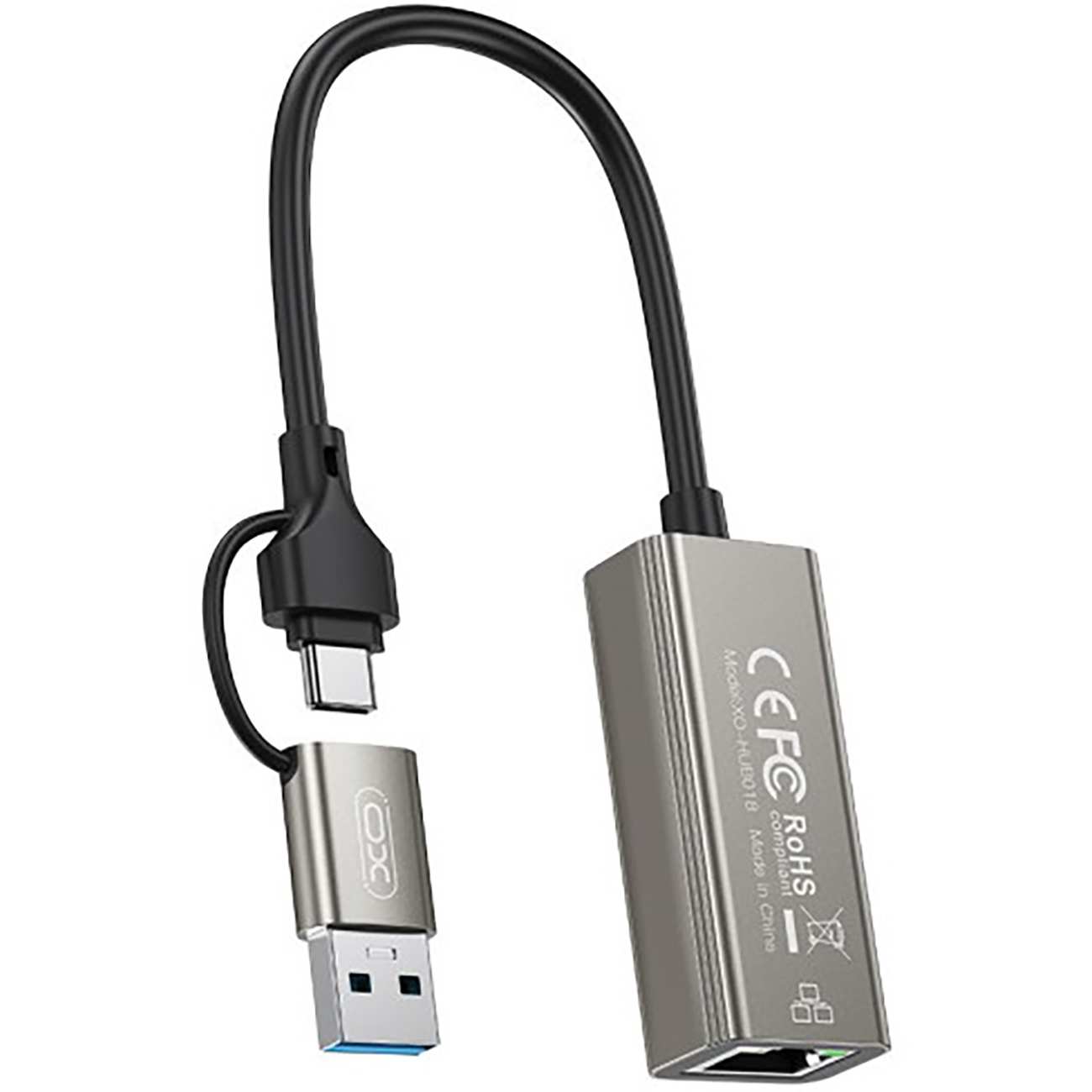 مبدل تایپ C و USB 3.0 به پورت شبکه ایکس او HUB018
